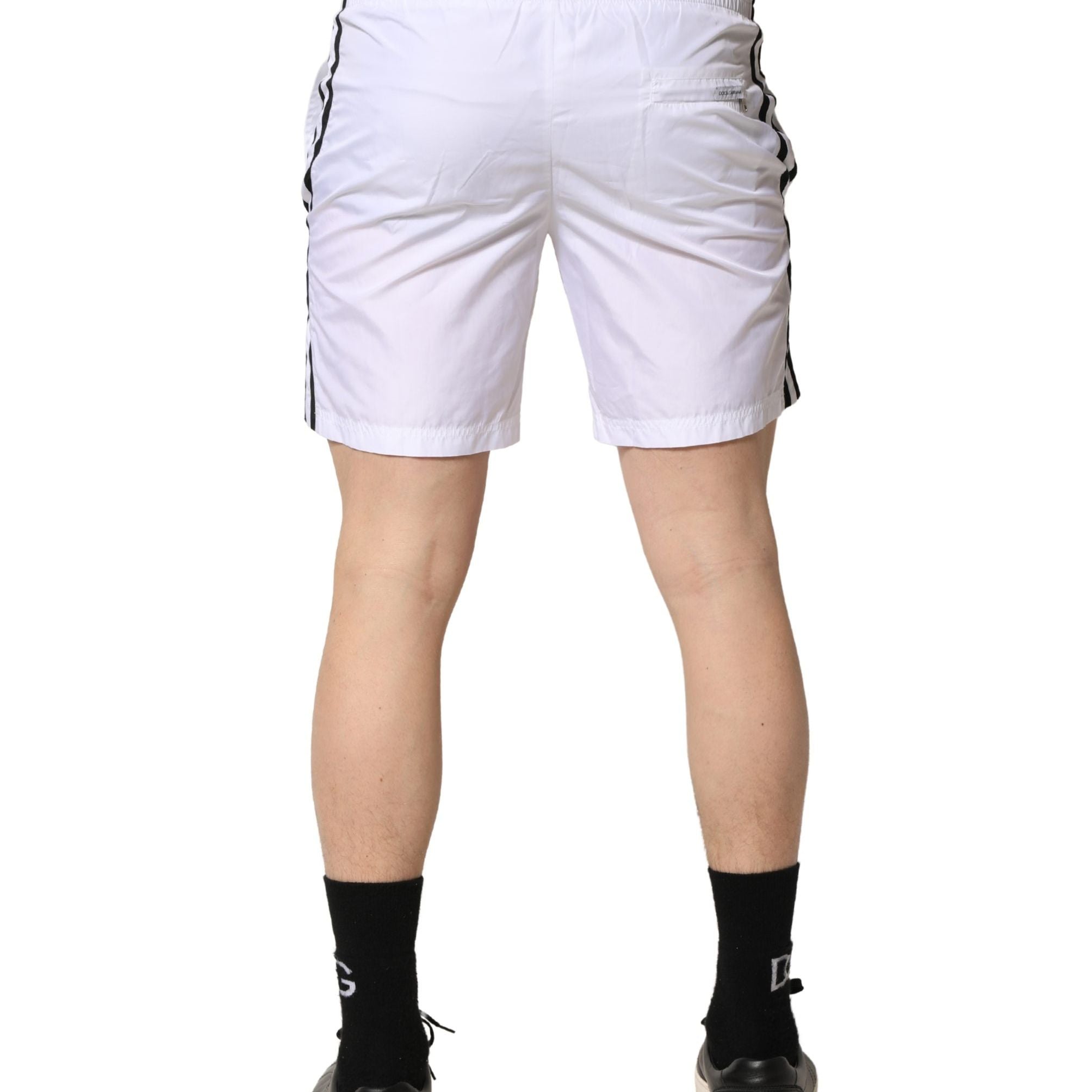 Dolce & Gabbana White Drawstring Men Swim Shorts Swimwear