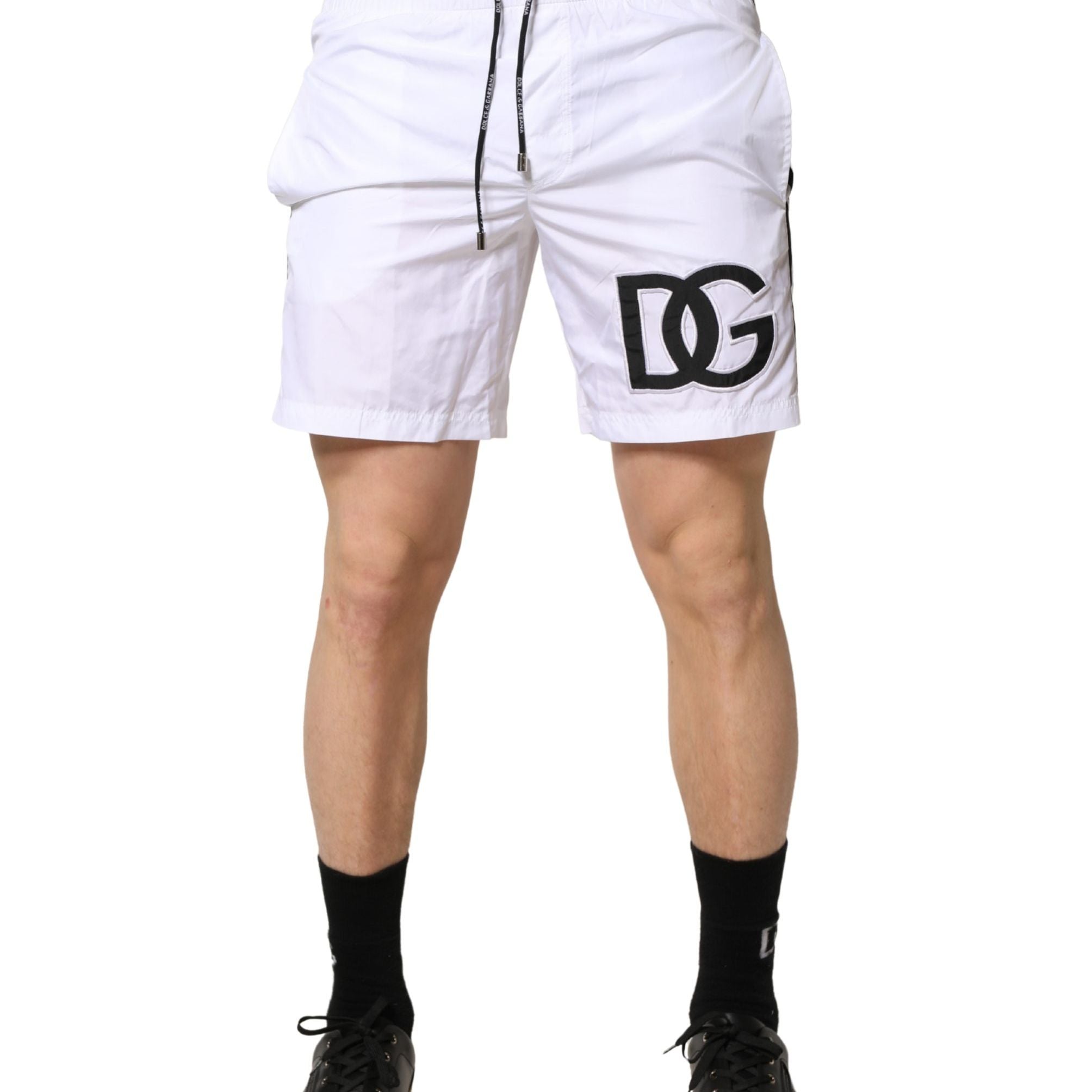 Dolce & Gabbana White Drawstring Men Swim Shorts Swimwear