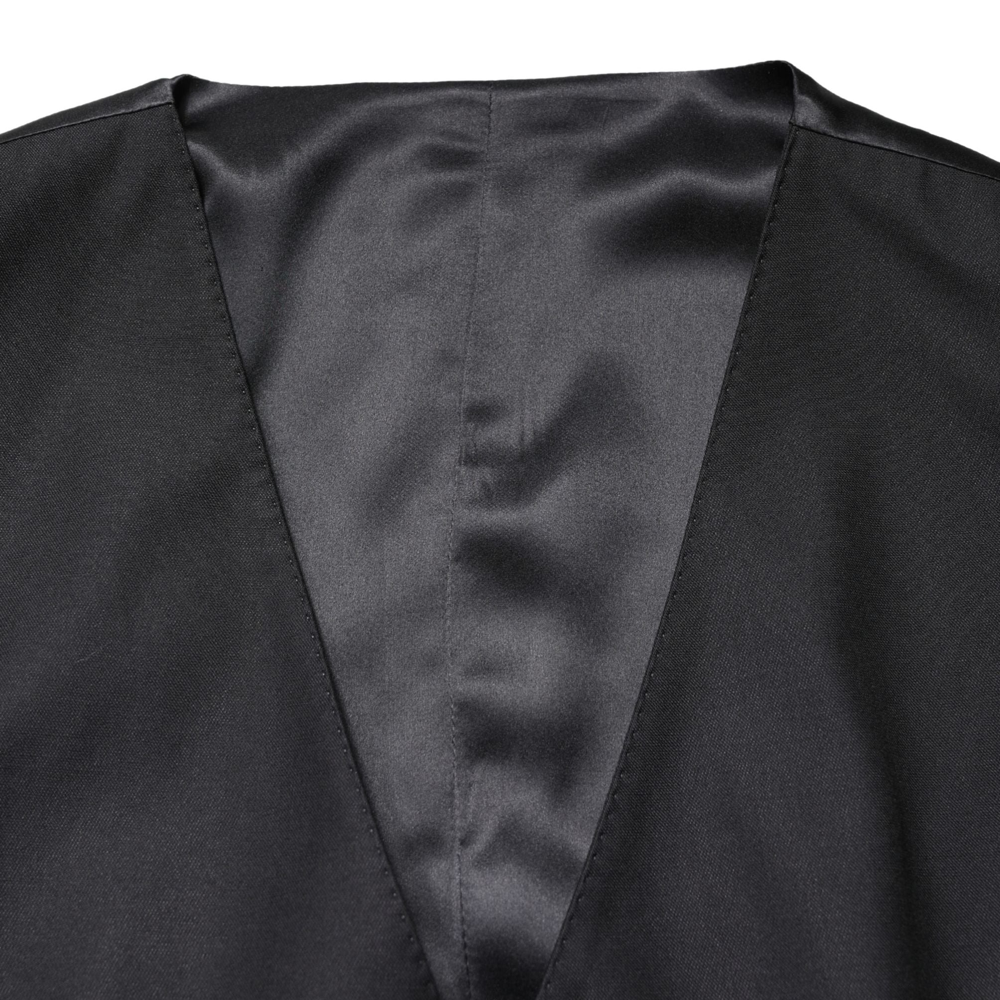 Dolce & Gabbana Black Wool Single Breasted Men Waistcoat Vest