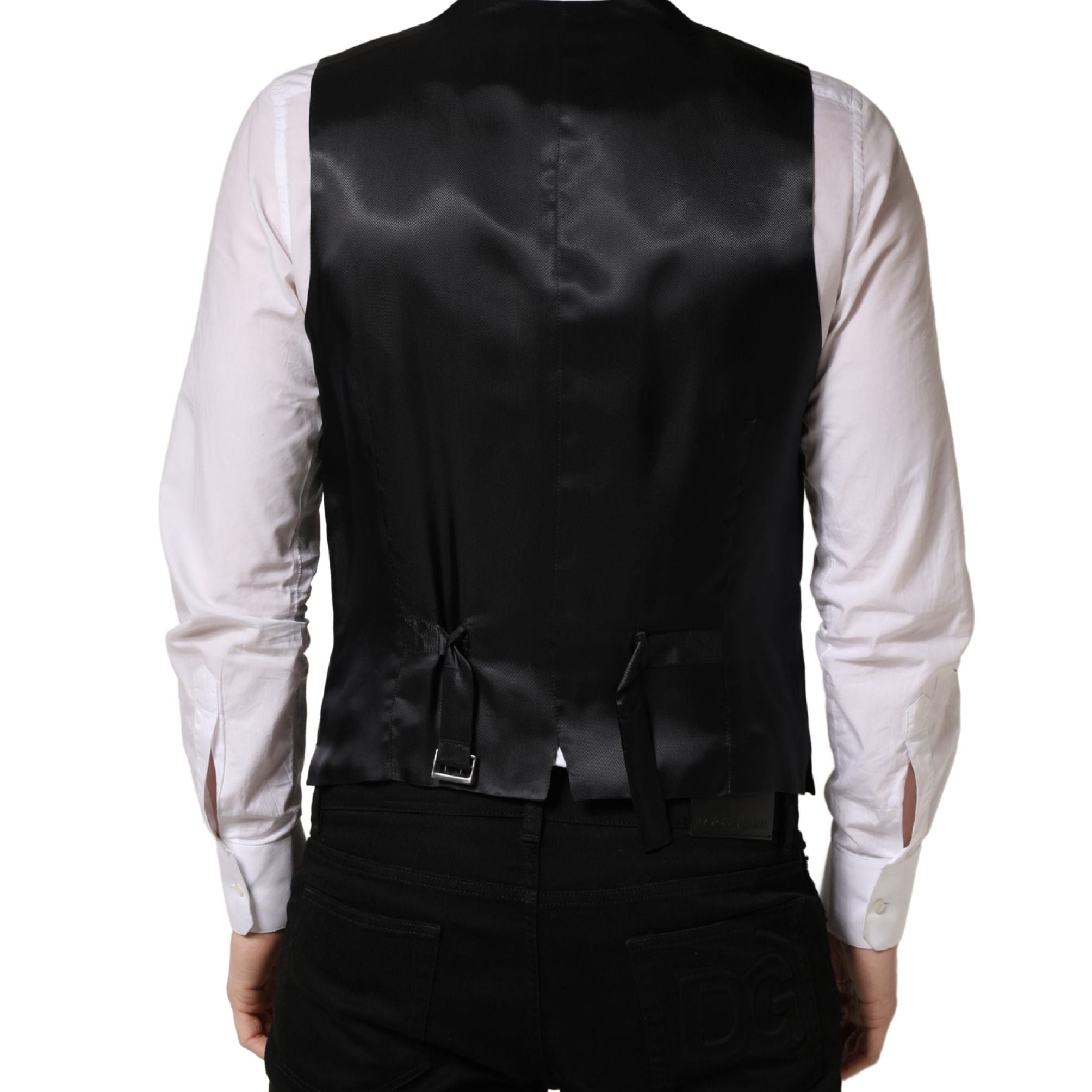 Dolce & Gabbana Black Wool Single Breasted Waistcoat Vest