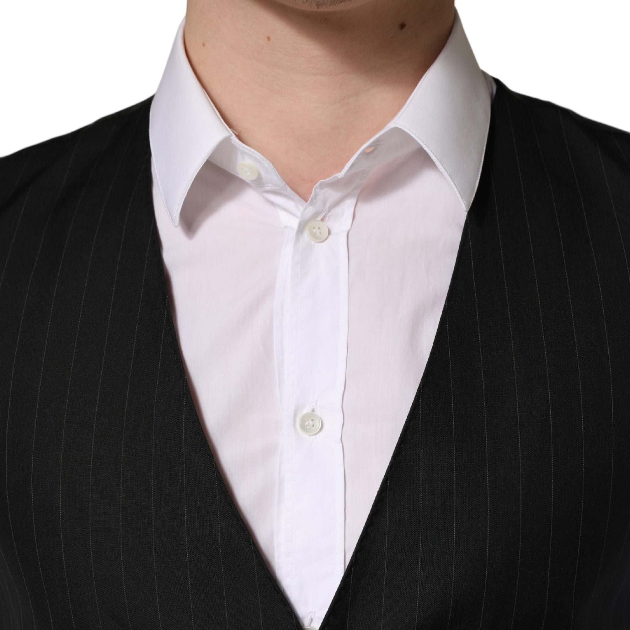 Dolce & Gabbana Black Stripe Single Breasted Waistcoat Vest