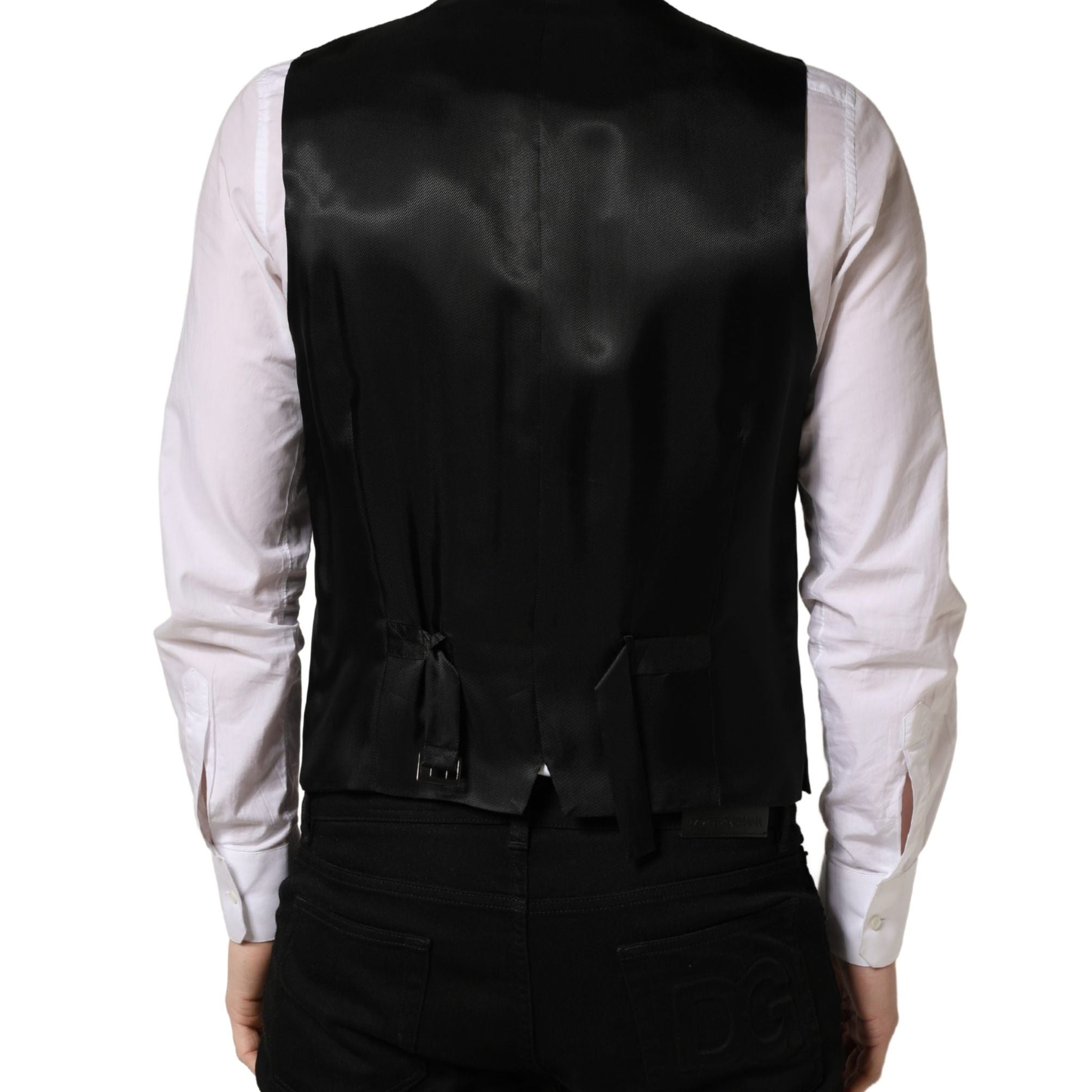 Dolce & Gabbana Dark Gray Single Breasted Men Waistcoat Vest