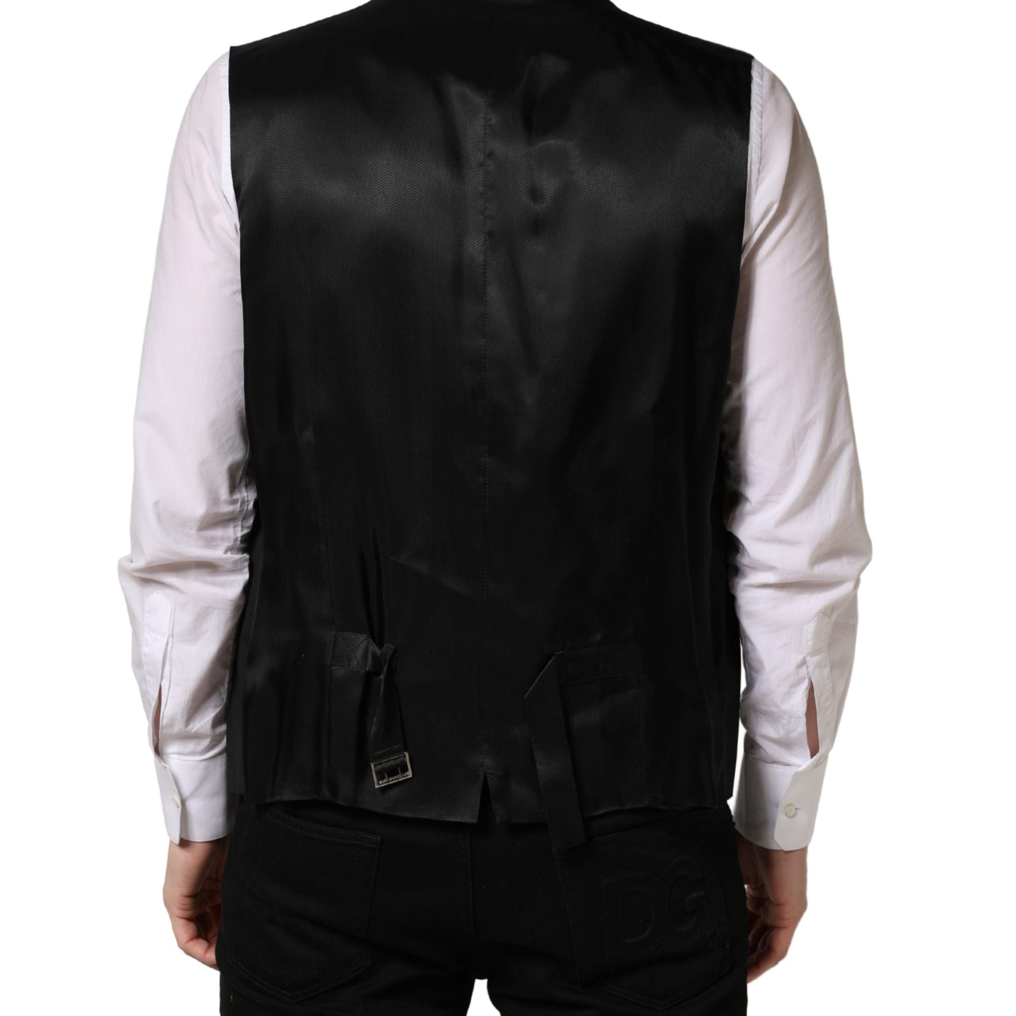 Dolce & Gabbana Black Wool Single Breasted Waistcoat Vest