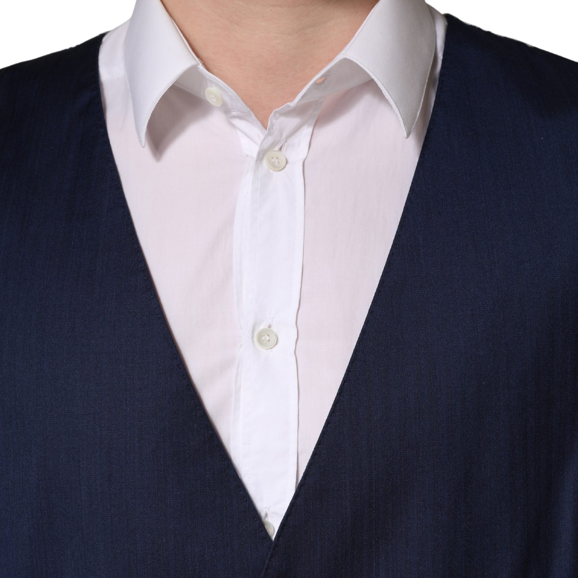 Dolce & Gabbana Navy Blue Wool Dress Formal Waistcoat Vest