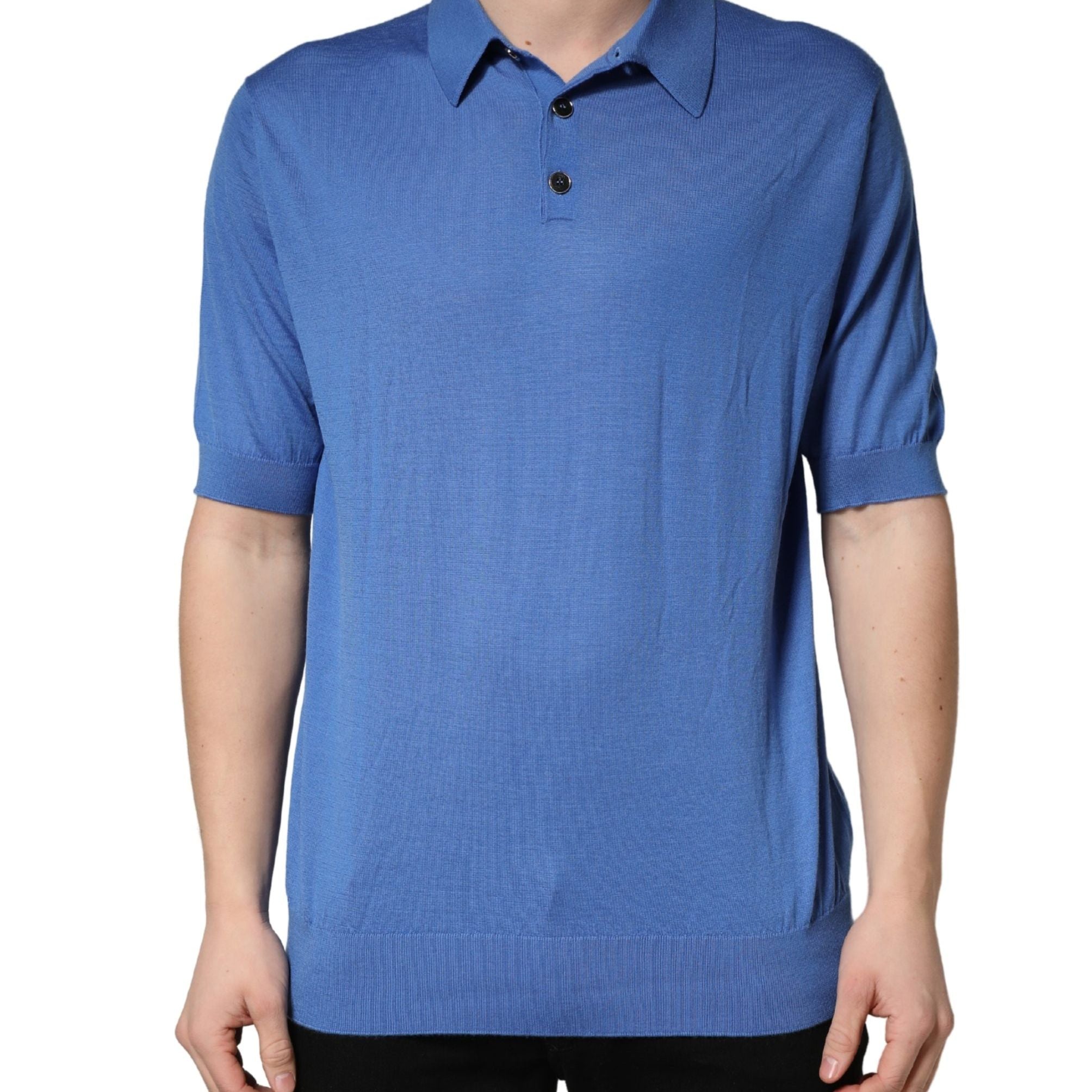 Dolce & Gabbana Blue Cashmere Short Sleeves Polo T-shirt