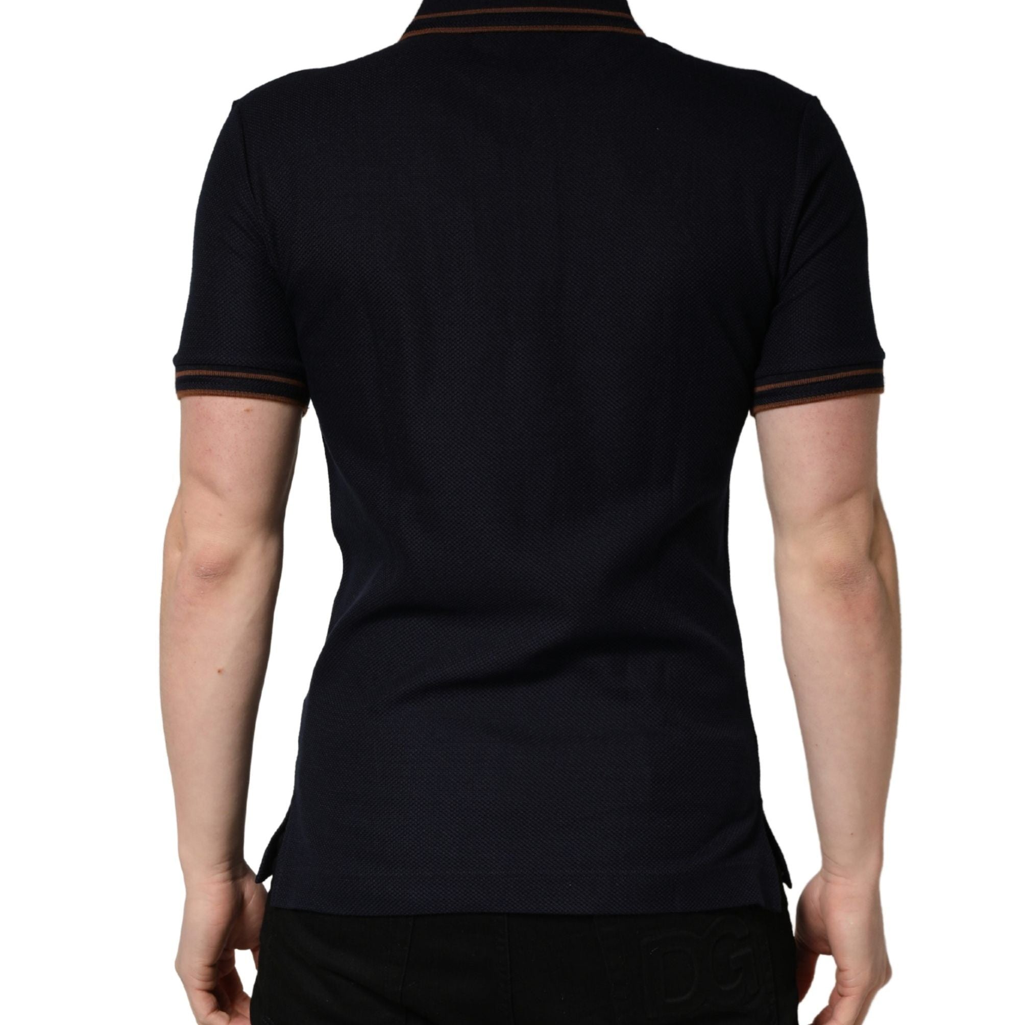 Dolce & Gabbana Dark Blue Silk Short Sleeve Men Polo T-shirt