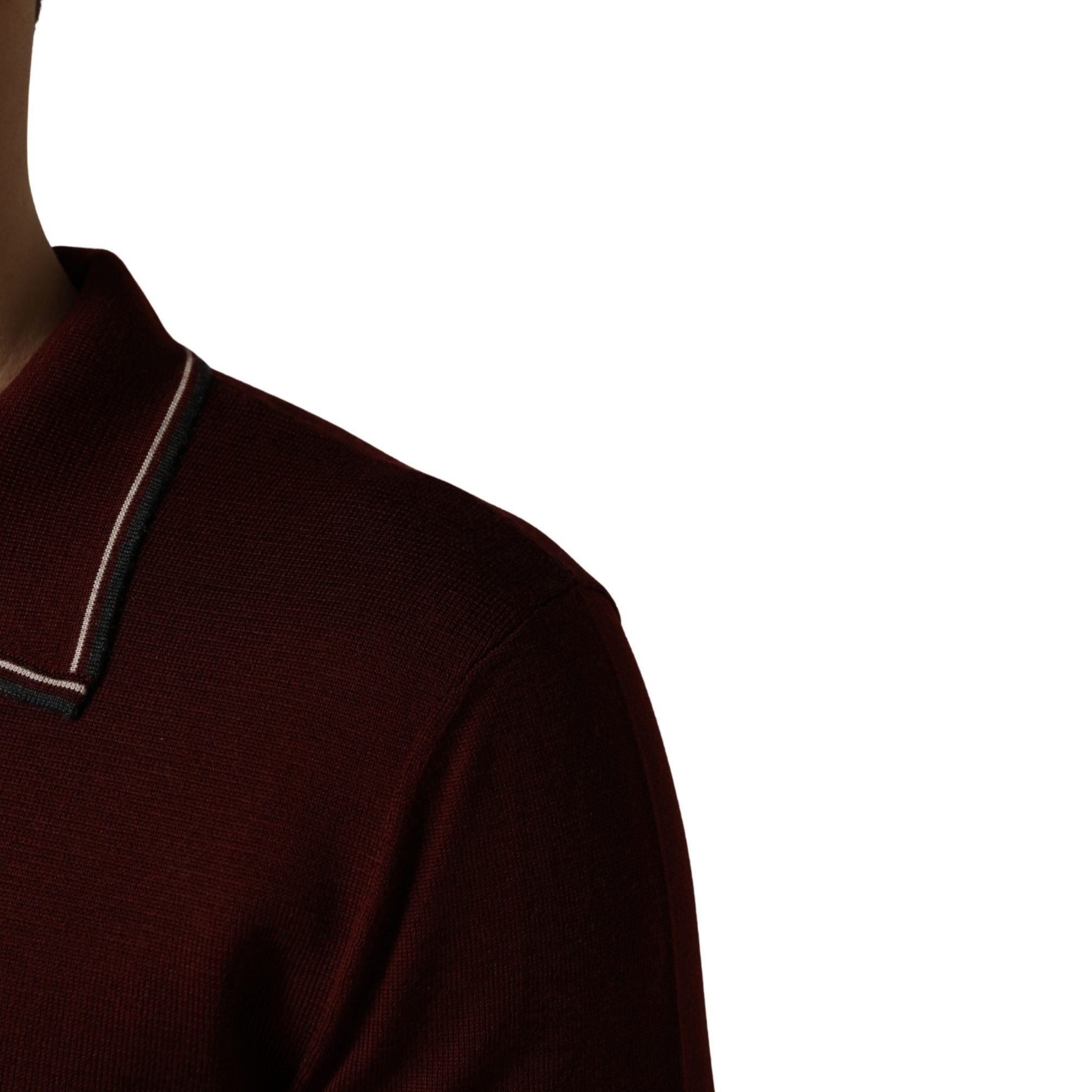 Dolce & Gabbana Maroon Re-Edition Wool Long Sleeves T-shirt