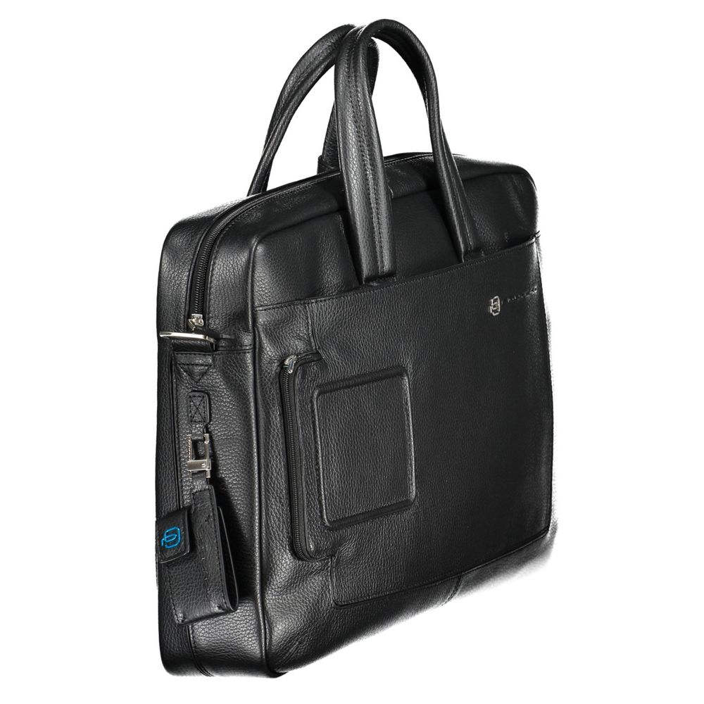 Piquadro Nero Leather Men Briefcase