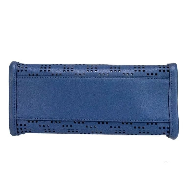 Marc Jacobs Mini Grind Blue Sea Perforated Leather Crossbody Tote Bag Purse