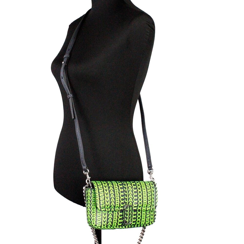Marc Jacobs Neon Green The Monogram Leather J Marc Mini Shoulder Bag Crossbody