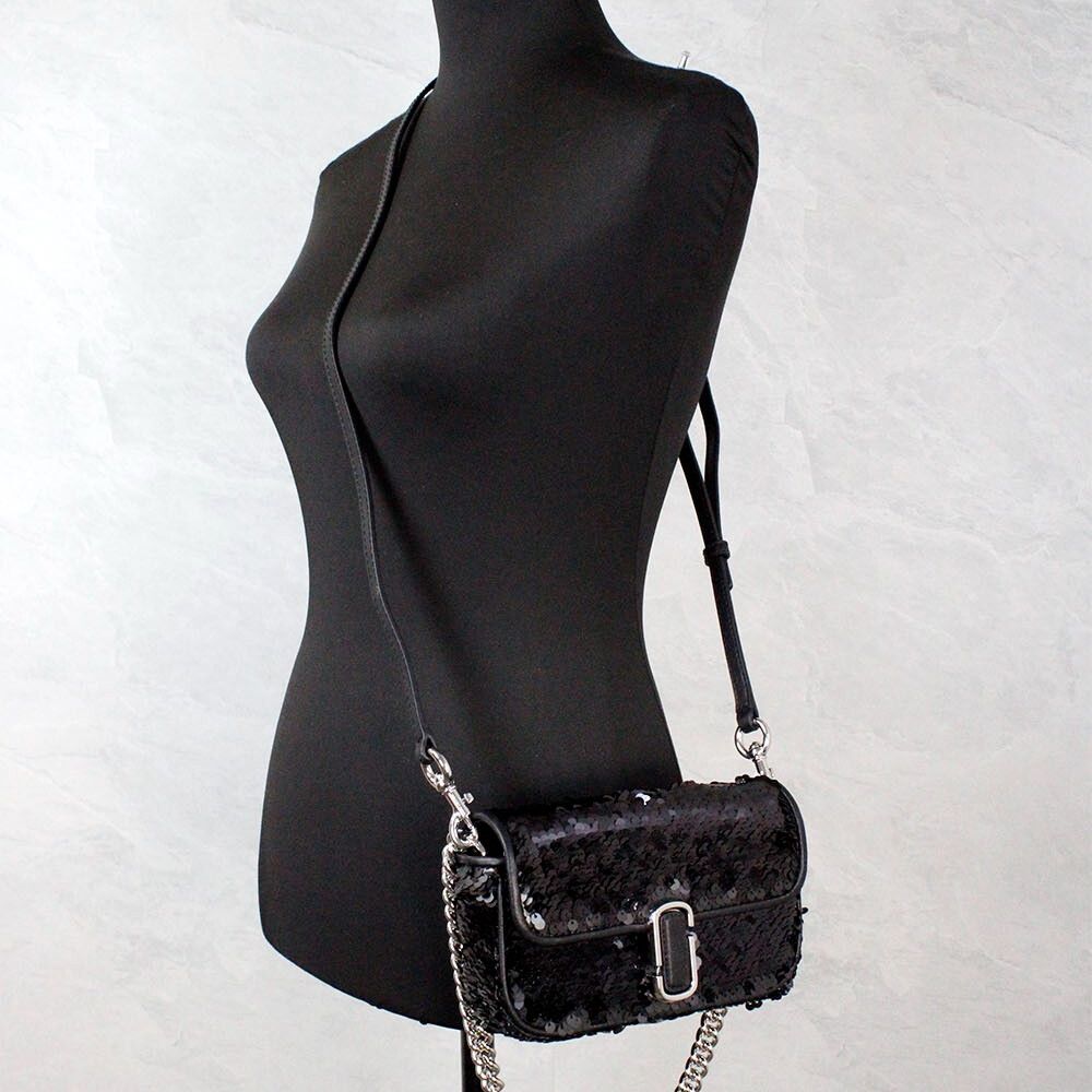 Marc Jacobs The Mini J Marc Shoulder Bag Black Sequined Crossbody Bag