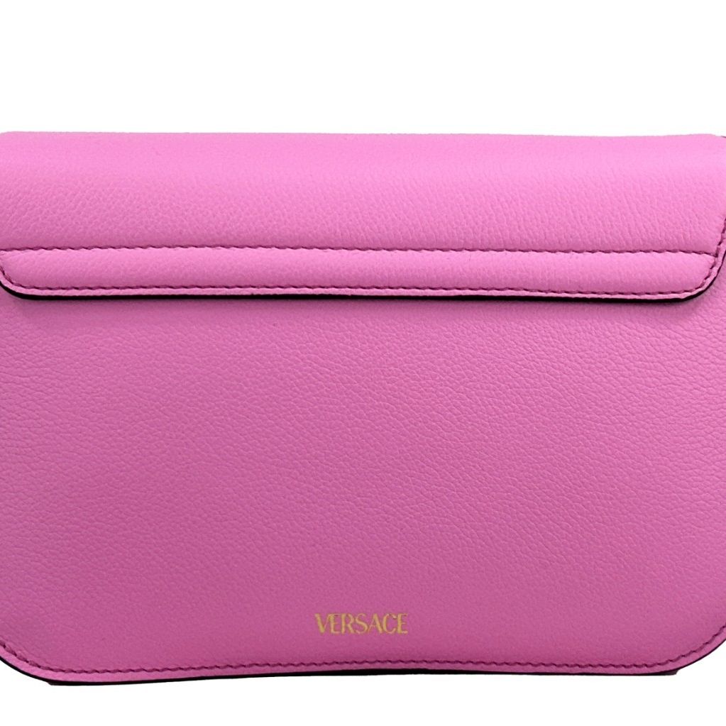 Versace La Medusa Pink Leather Shoulder Crossbody Bag Purse