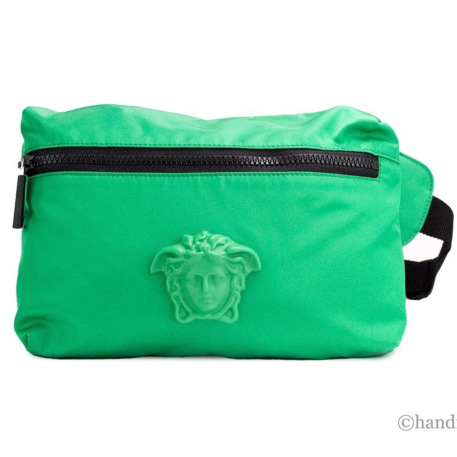 Versace Small Bright Green Nylon Matte Medusa Belt Bag Waist Fanny Pack Purse