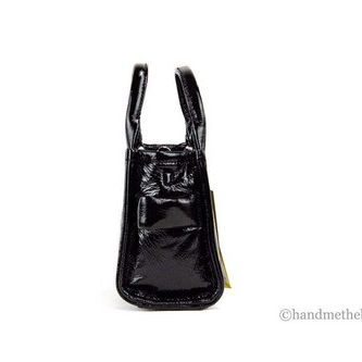 Marc Jacobs The Shiny Crinkle Micro Tote Black Leather Crossbody Bag Handbag