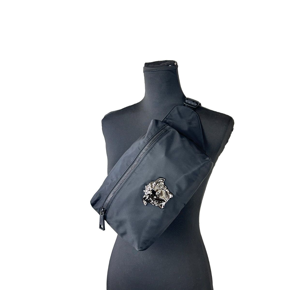 Versace Medusa Black Nylon Belt Bag Waist Fanny Pack Purse