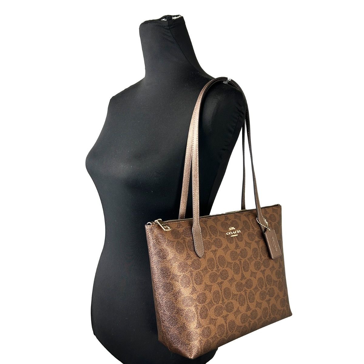 COACH Coach Signature Fiona Zip Tote Bag