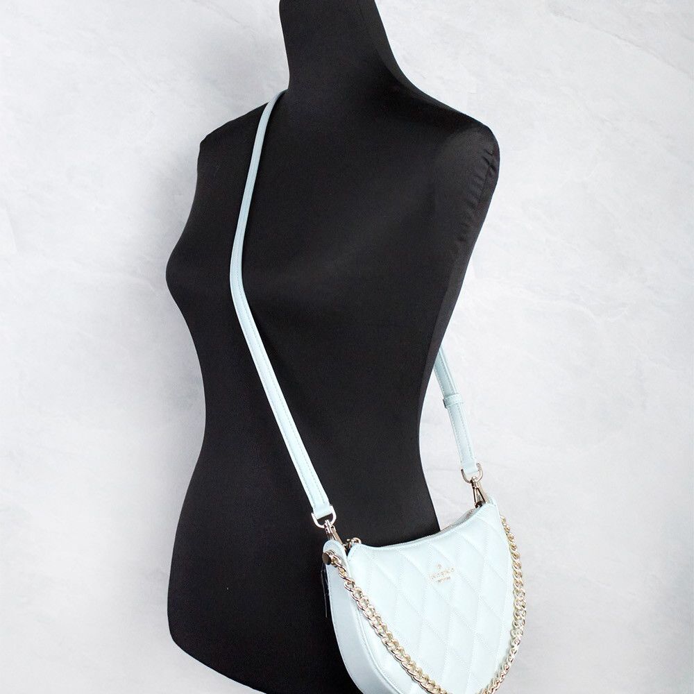 Kate Spade Carey Small Wild Sage Quilted Smooth Leather Zip Top Crossbody Bag
