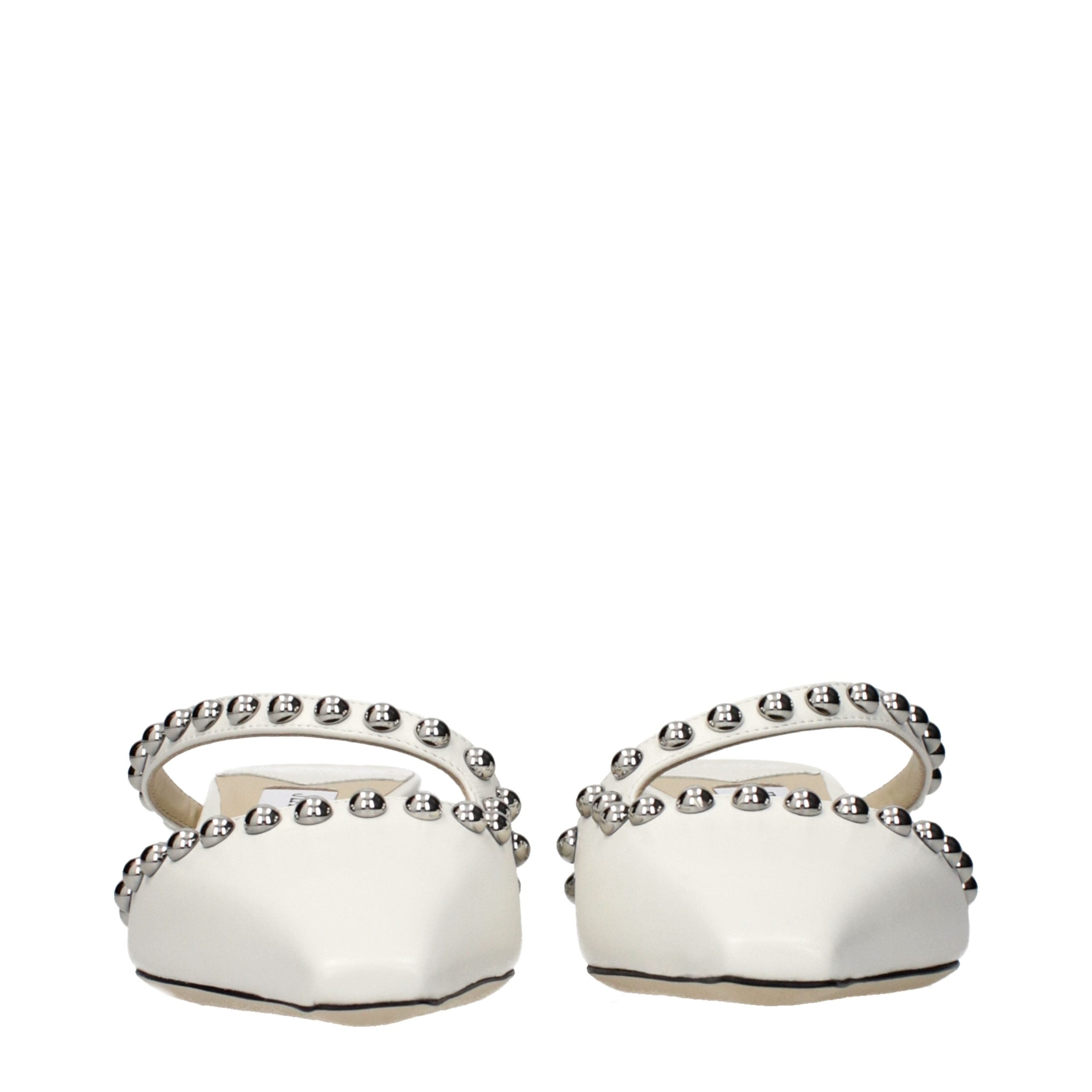 Jimmy Choo White Leather Flat Sandals