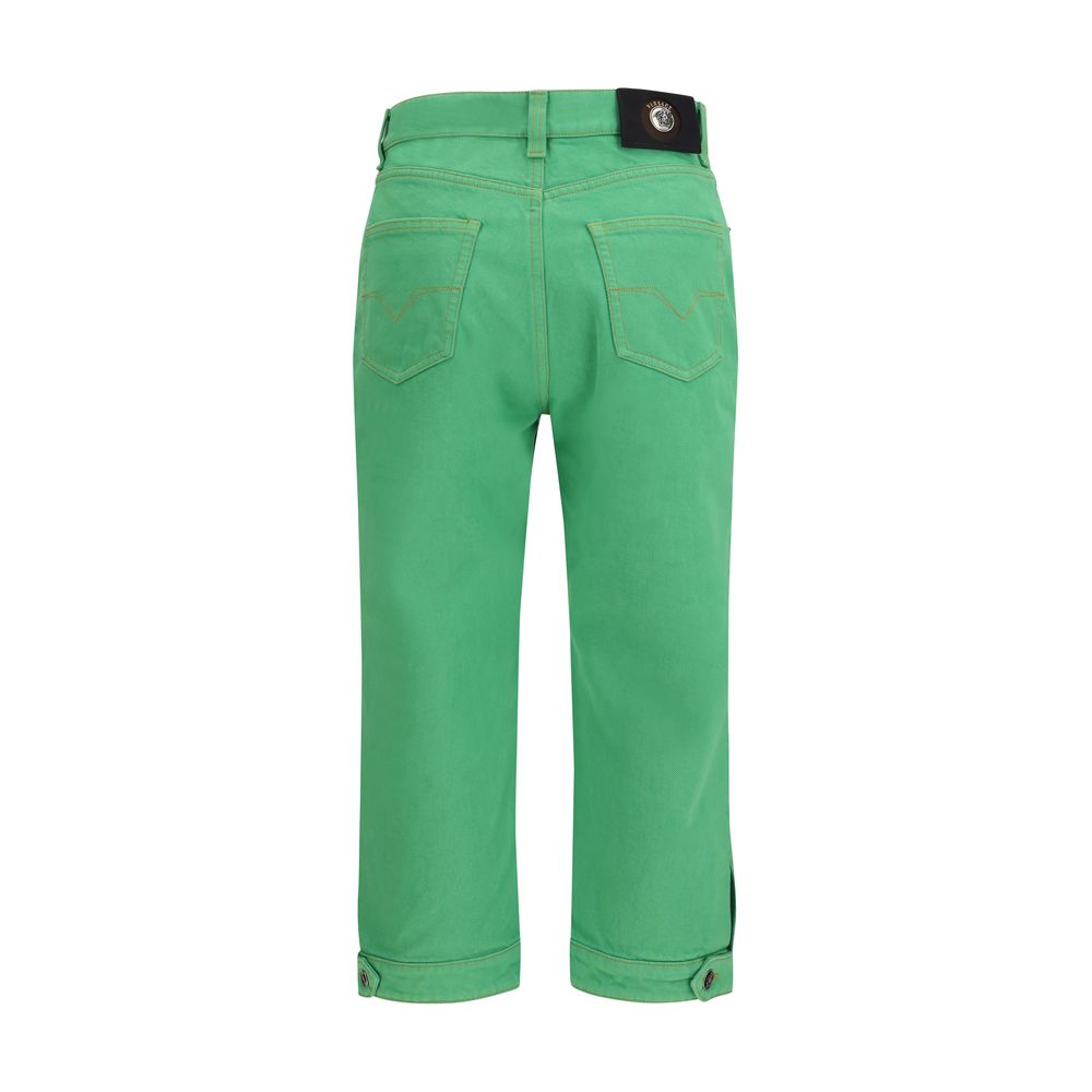 Versace Bicolor Cotton Cropped Jeans