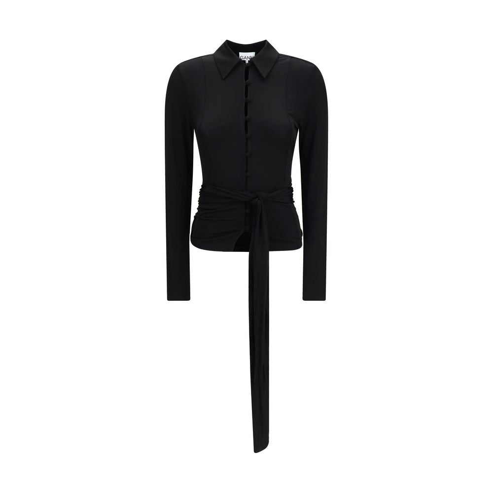 Ganni Black Recycled Polyester Shirt