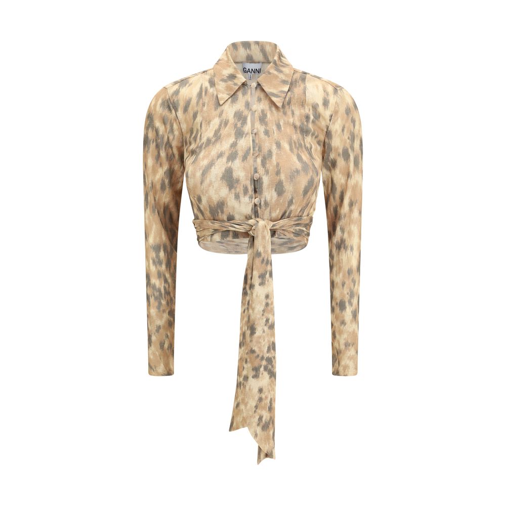 Ganni Beige Recycled Polyester Blouse