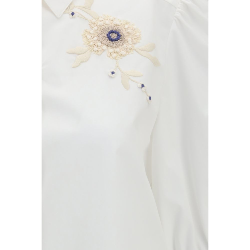 Valentino White Cotton Blouse