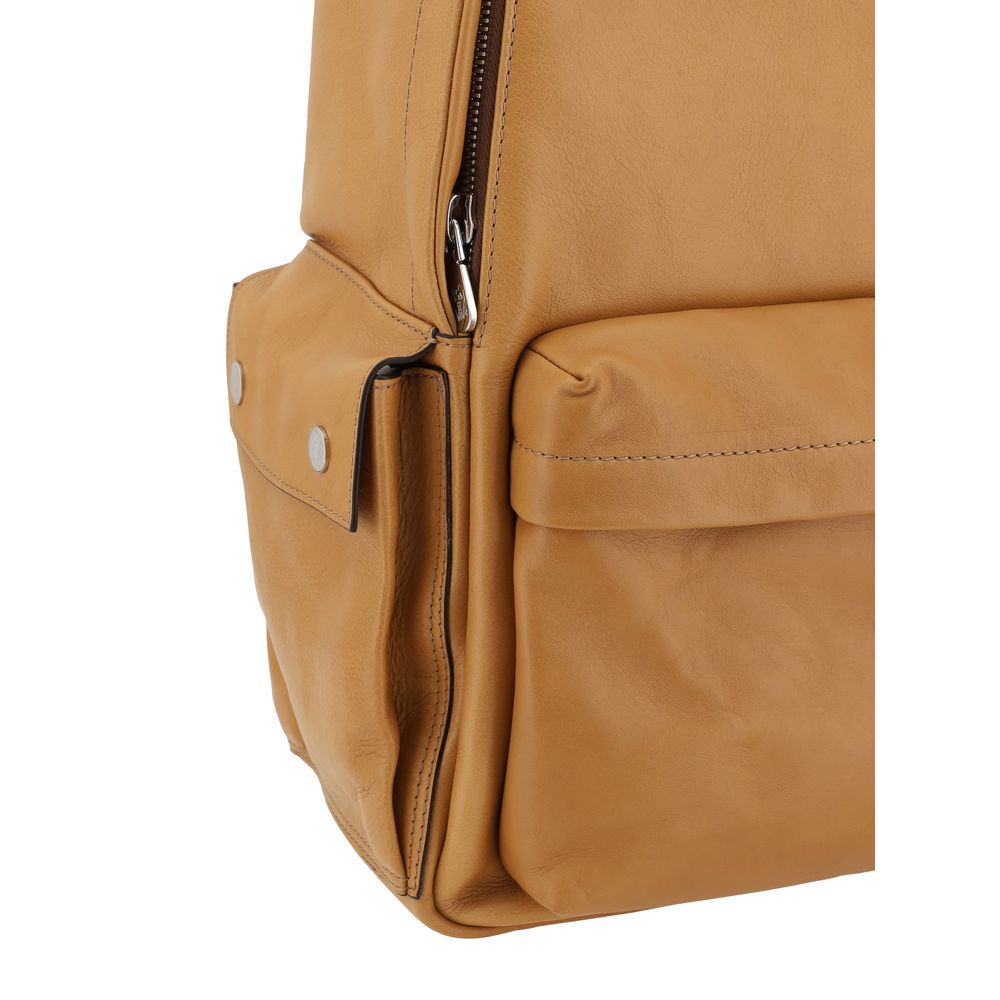 Brunello Cucinelli Brown Calf Leather Bos Taurus Backpack