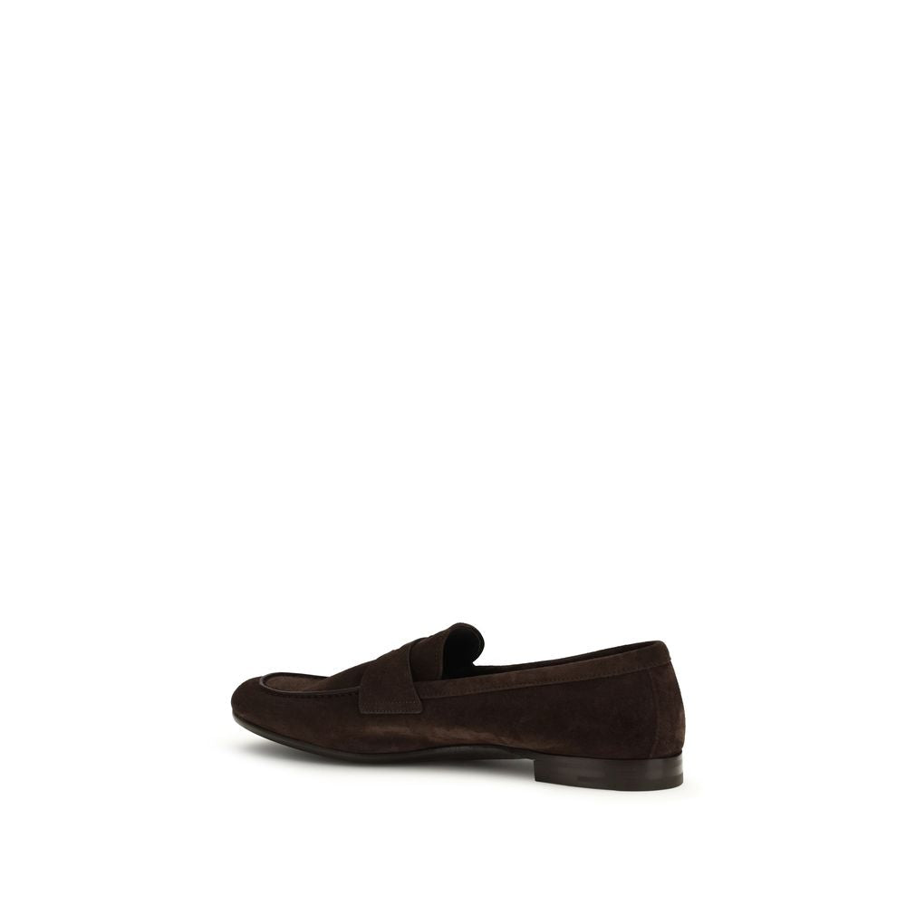 Prada Brown Calf Leather Bos Taurus Slip-On Loafers