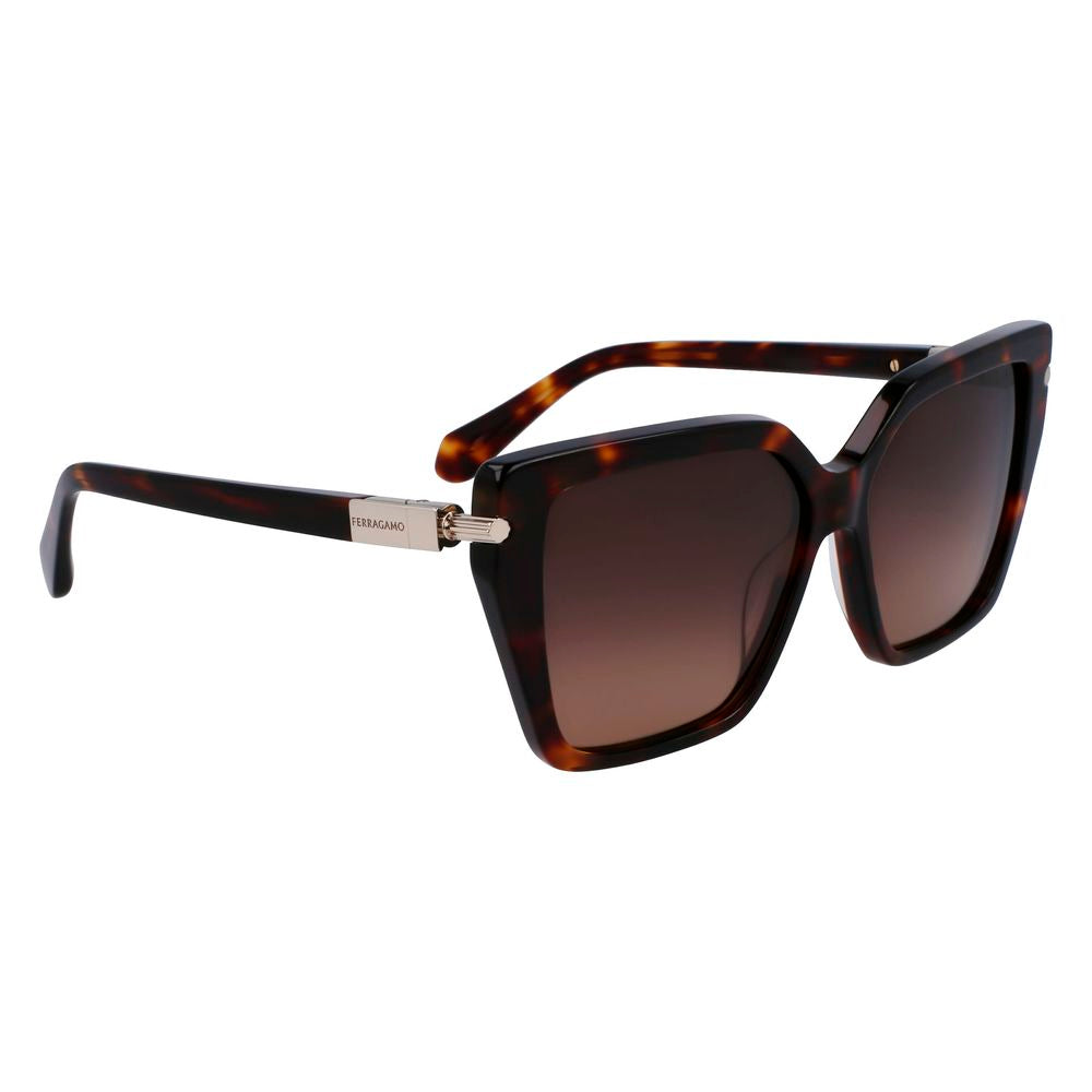 Ferragamo Brown Acetate Sunglasses