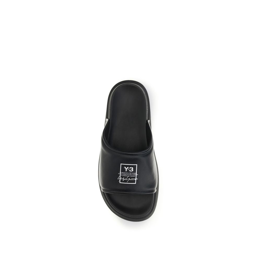 Y-3 Black Calf Leather Bos Taurus Flat Sandals