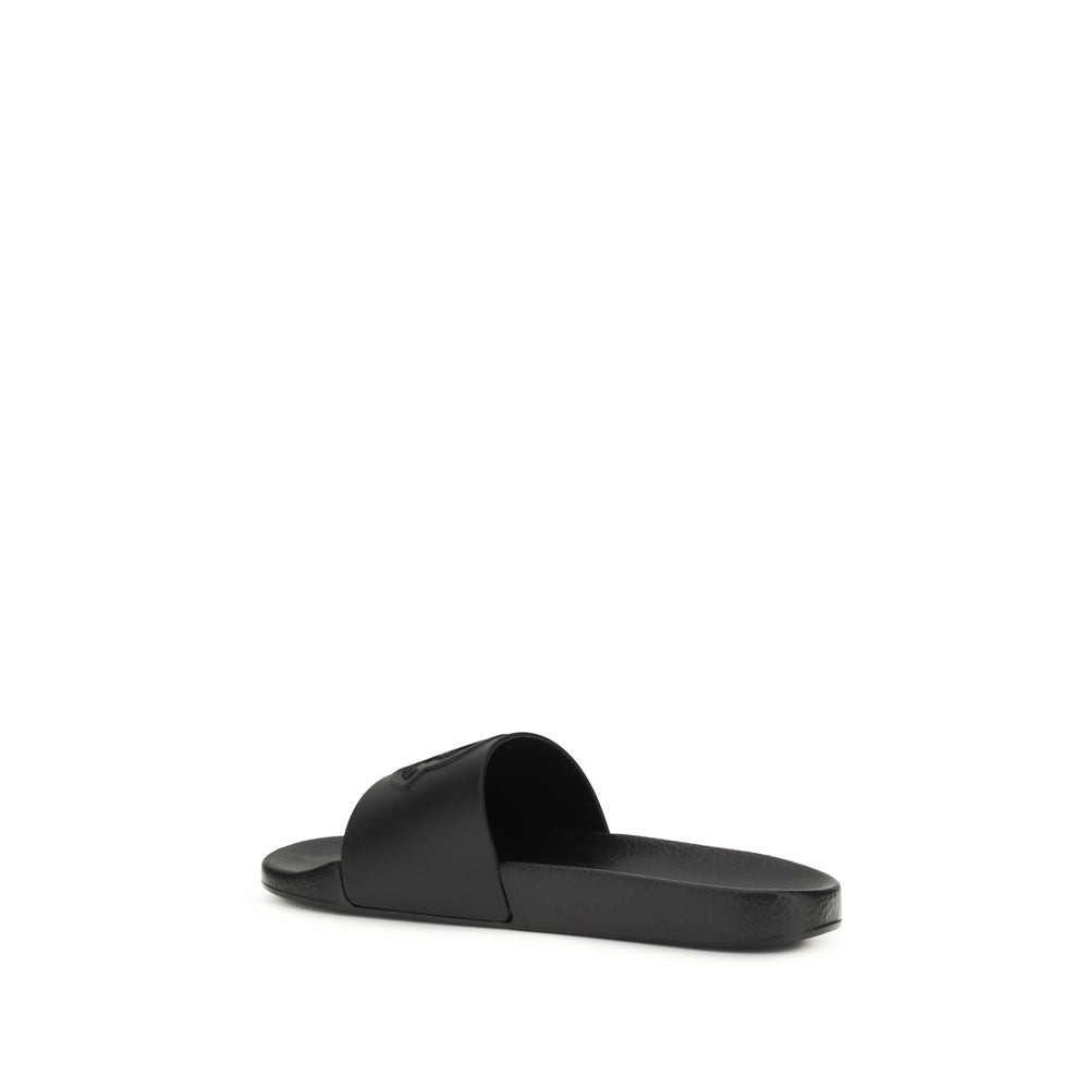 Moncler Black Rubber Slippers