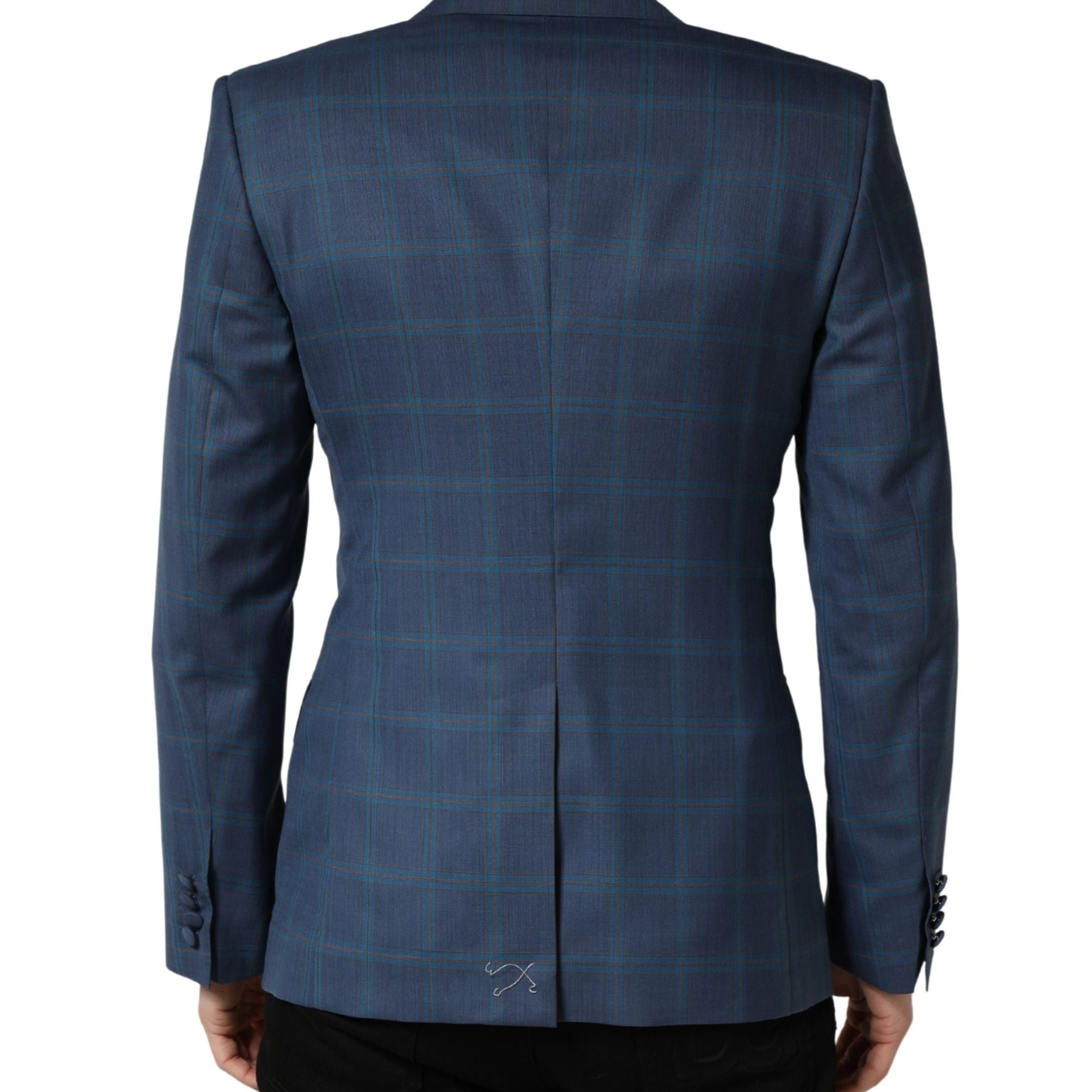 Dolce & Gabbana Blue Checked Double Breasted Men Suit Jacket