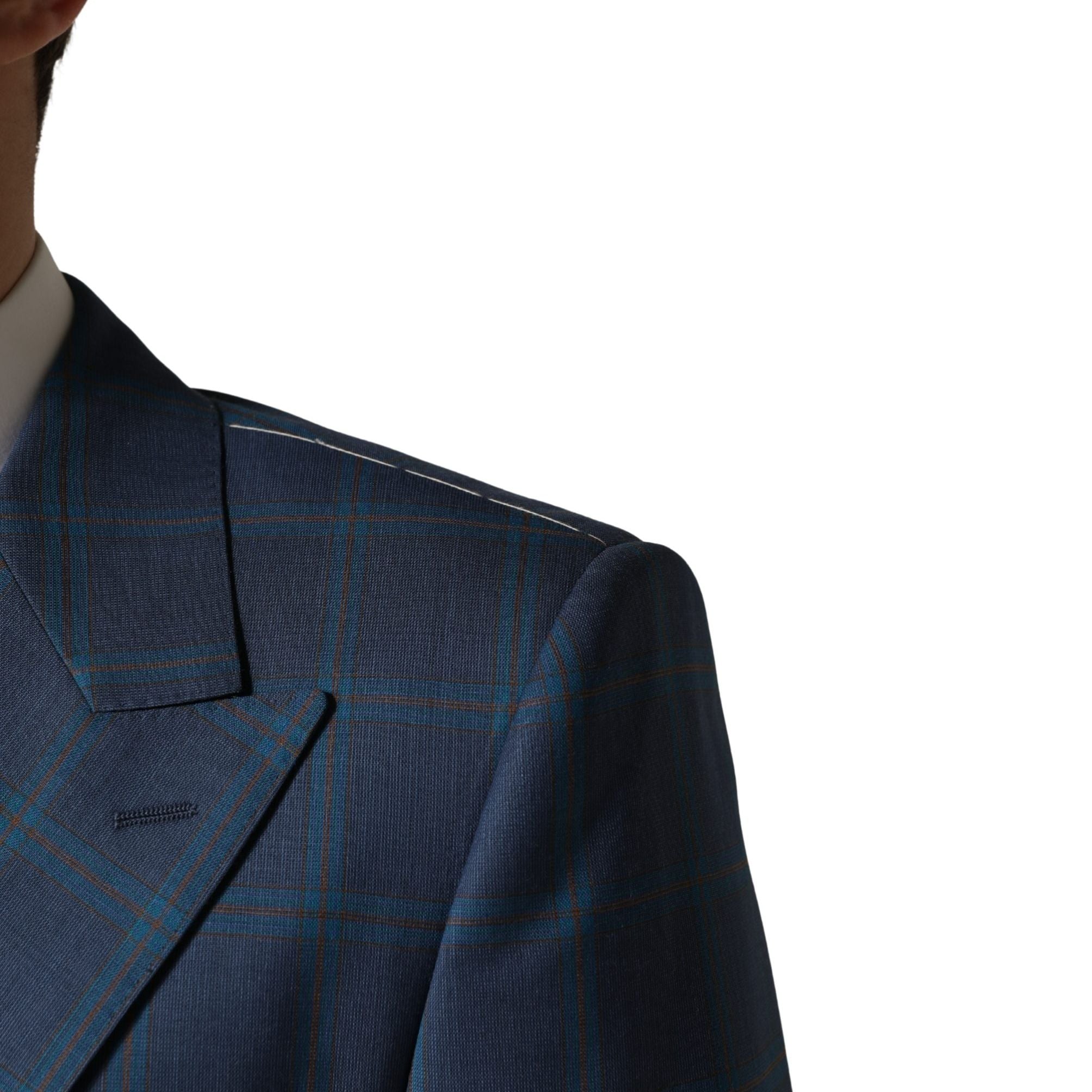 Dolce & Gabbana Blue Checked Double Breasted Men Suit Jacket