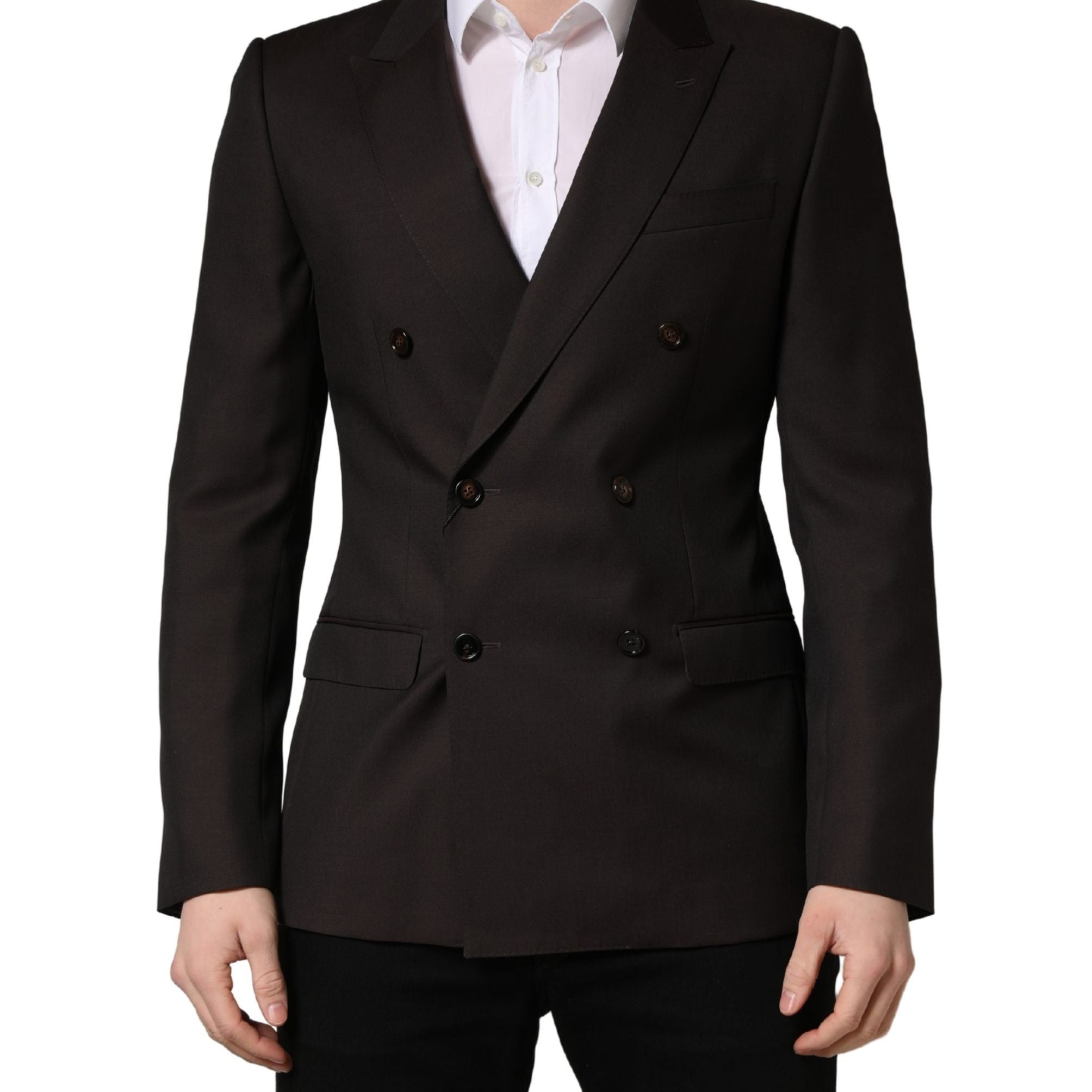 Dolce & Gabbana Dark Violet Wool Double Breasted Suit Jacket