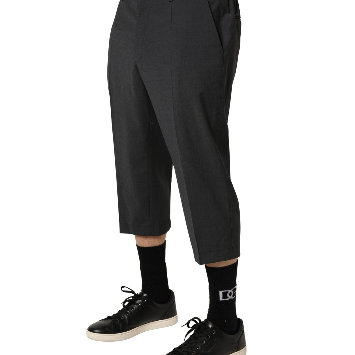 Dolce & Gabbana Dark Gray Wool Cropped Chino Trouser Pants