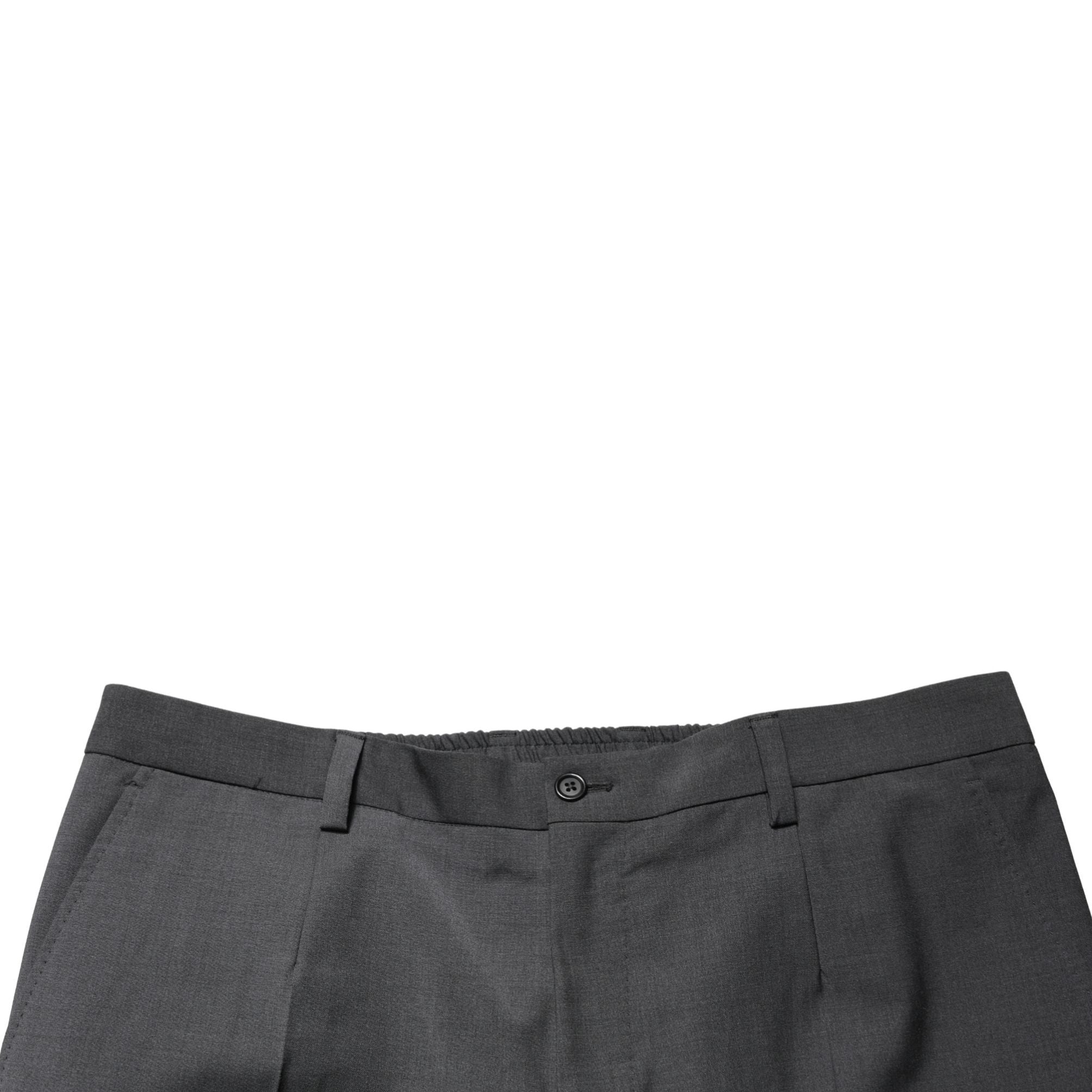 Dolce & Gabbana Dark Gray Wool Cropped Chino Trouser Pants