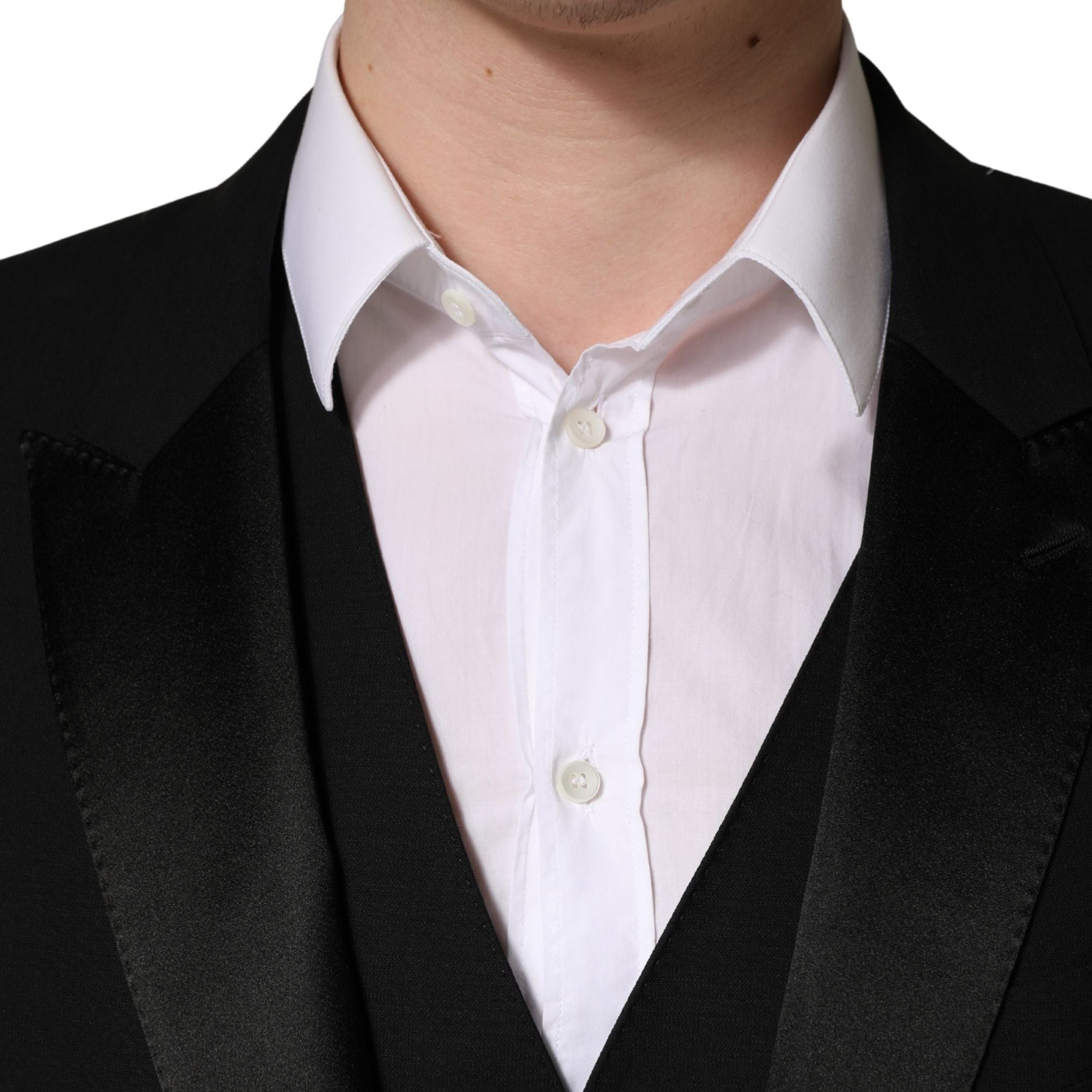 Dolce & Gabbana Black Wool Silk Saxophone Slim Fit 3Pc Suit