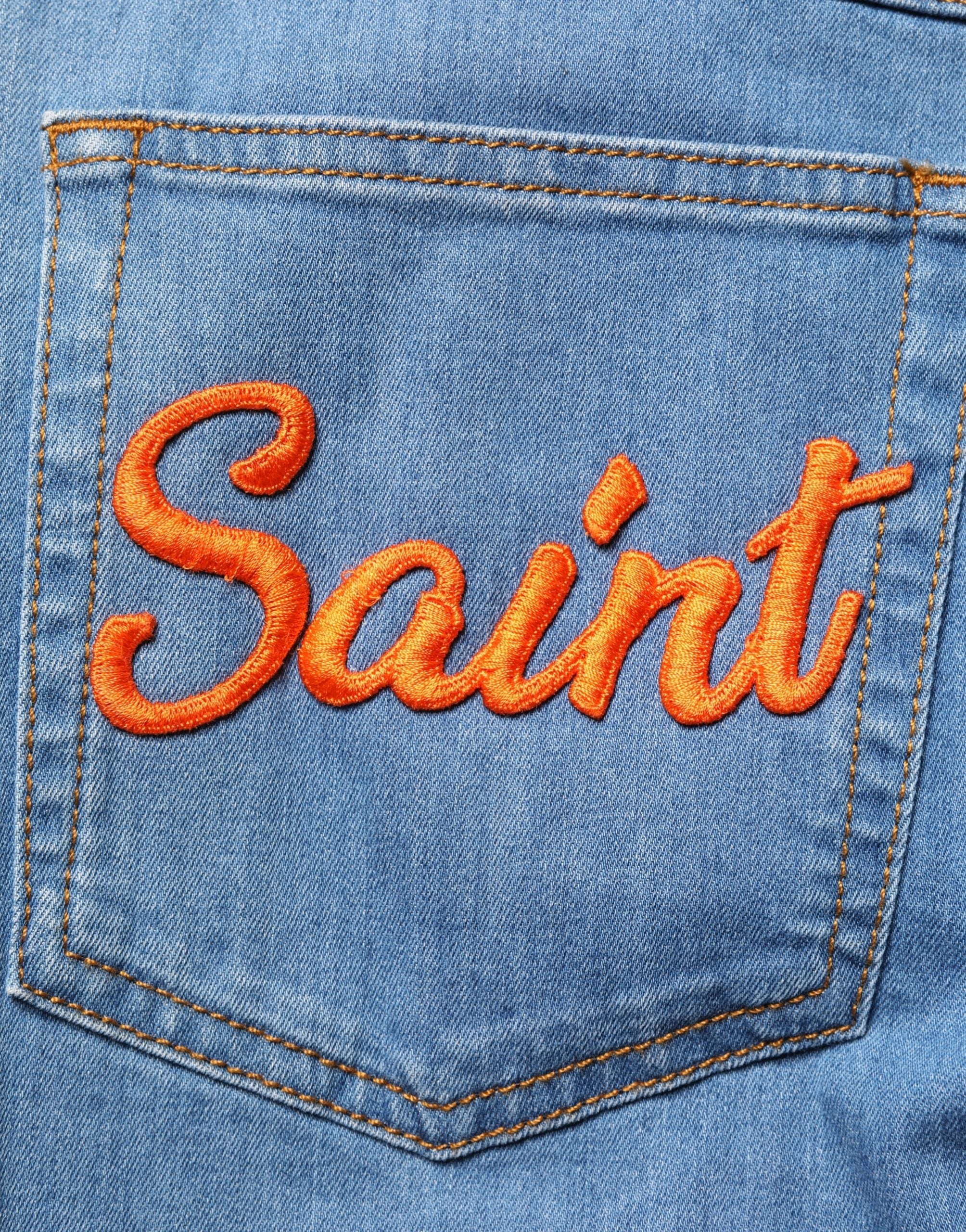 Dolce & Gabbana Blue Embellished Denim Wide-Leg Crop Jeans