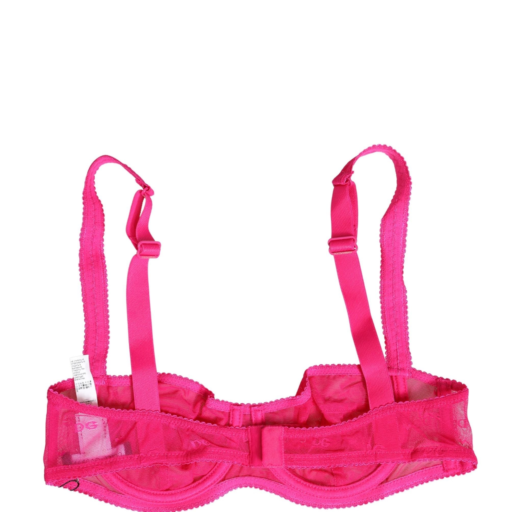 Dolce & Gabbana Pink Lace Mesh Underwire Balconnet Bra Underwear