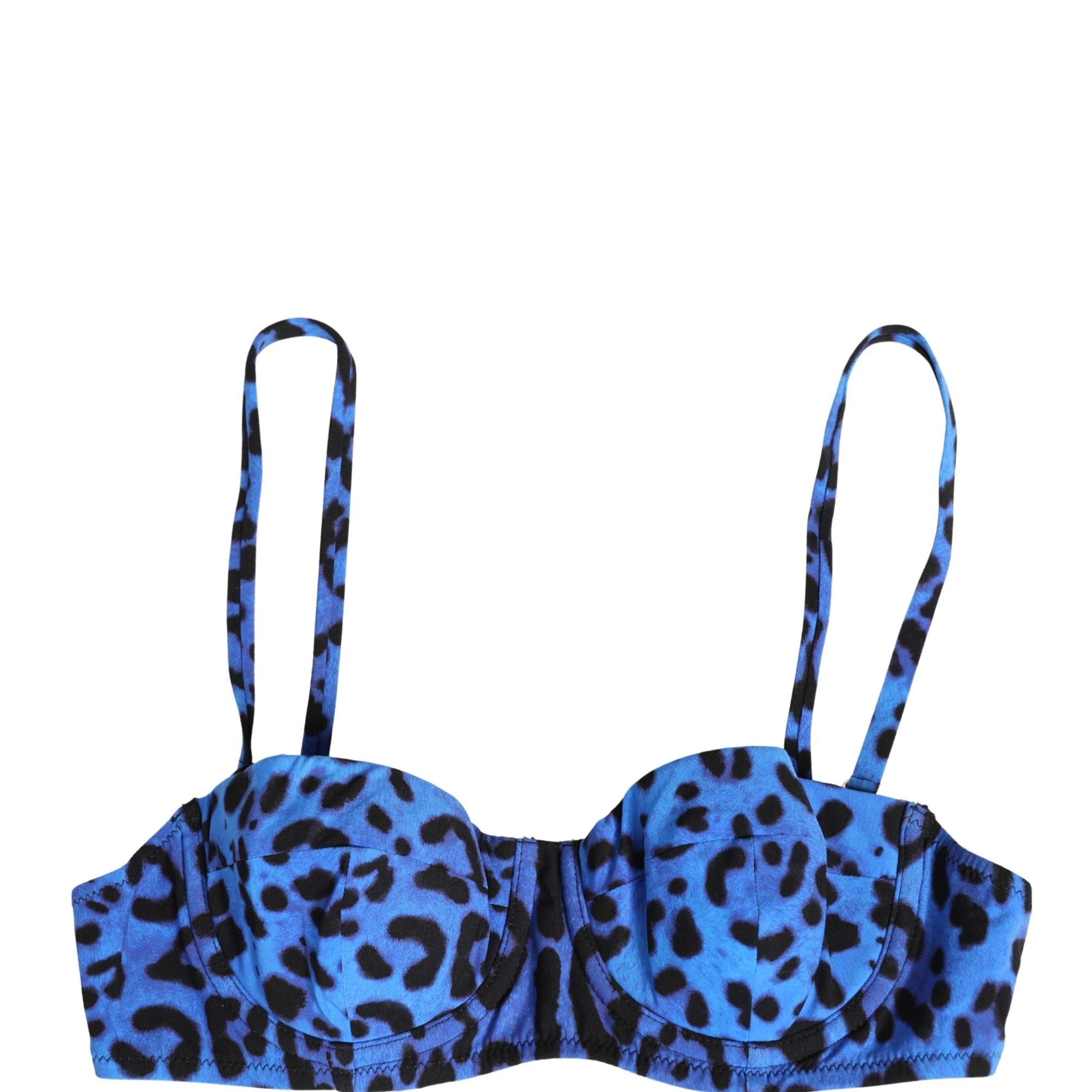 Dolce & Gabbana Blue Leopard Print Padded Balconnet Bra Underwear
