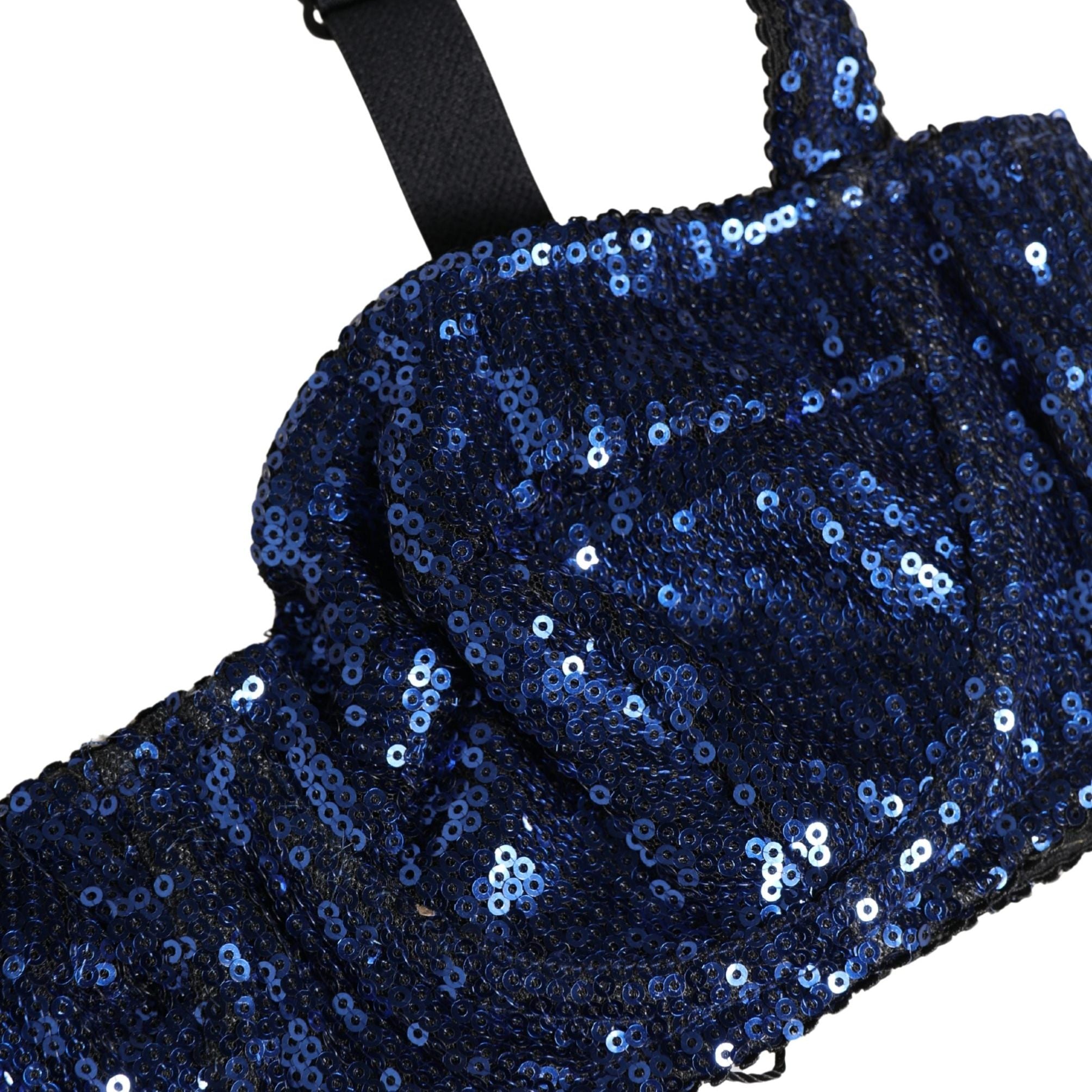 Dolce & Gabbana Blue Sequined Nyon Balconnet Bra Underwear