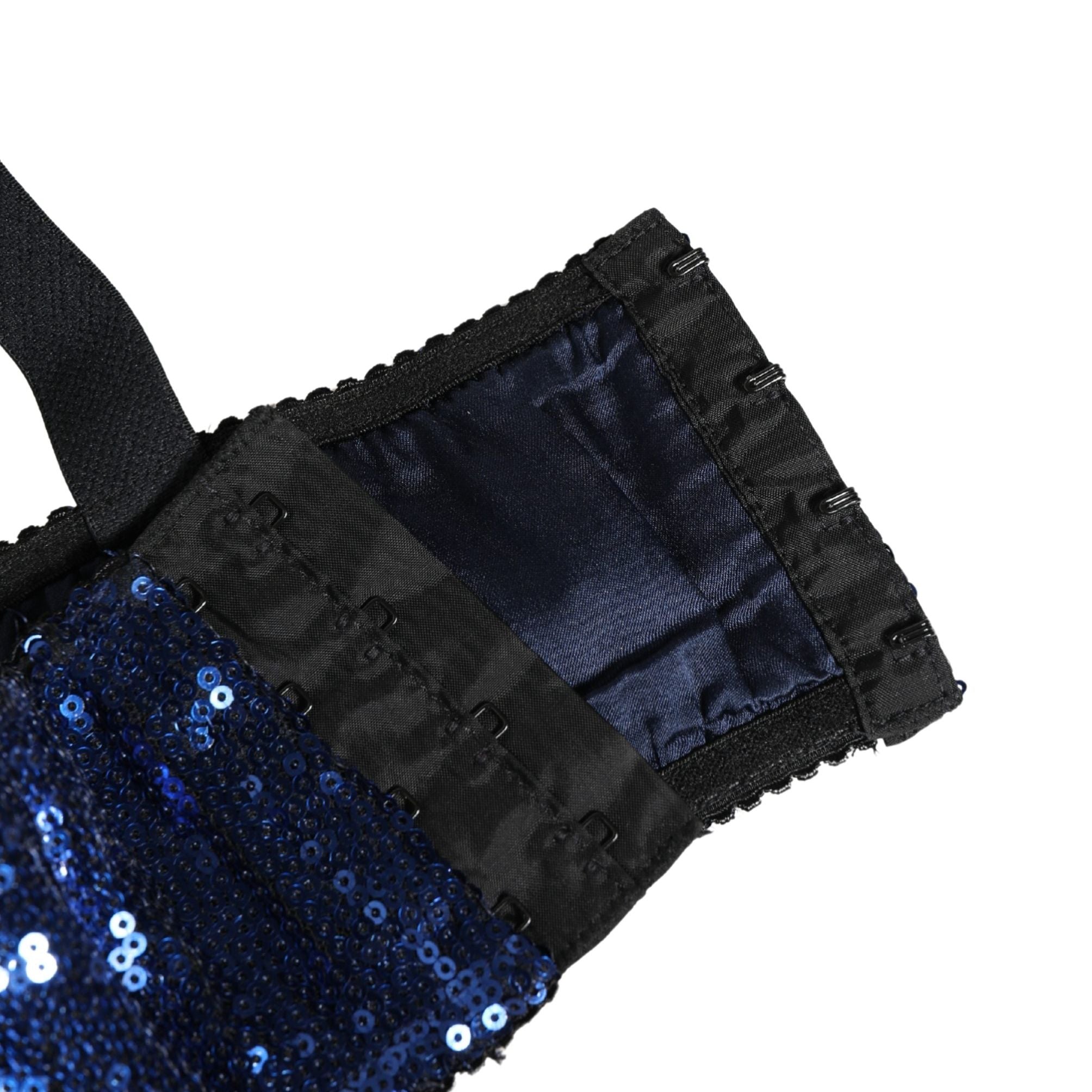 Dolce & Gabbana Blue Sequined Nyon Balconnet Bra Underwear