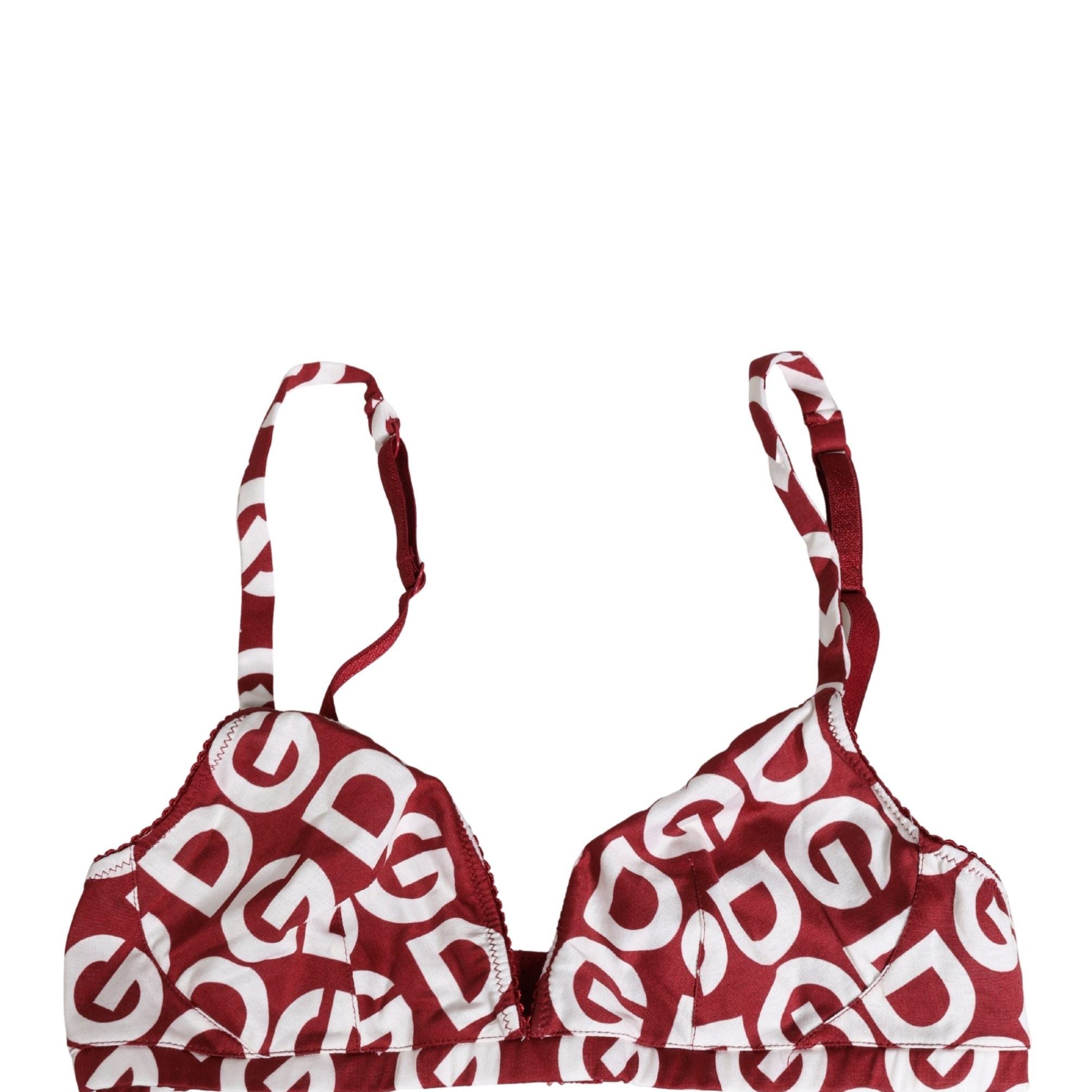 Dolce & Gabbana Red Logo Monogram Cotton Soft Cup Bra Underwear