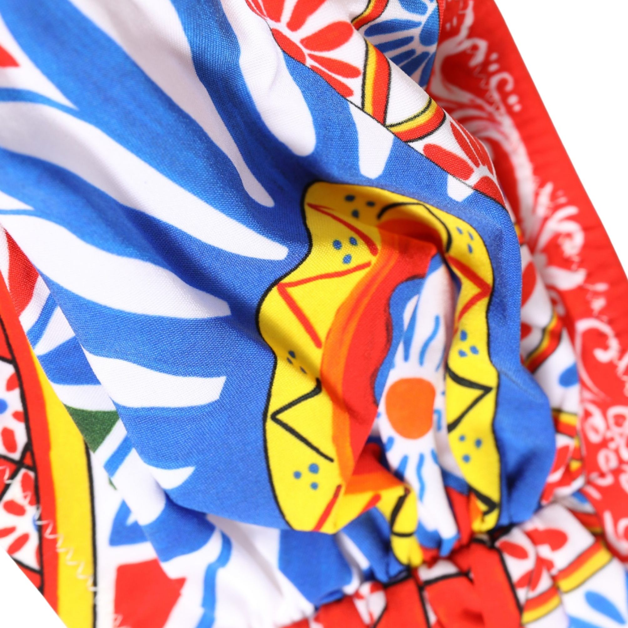 Dolce & Gabbana Multicolor Carretto Bandeau Swimsuit Top Swimwear