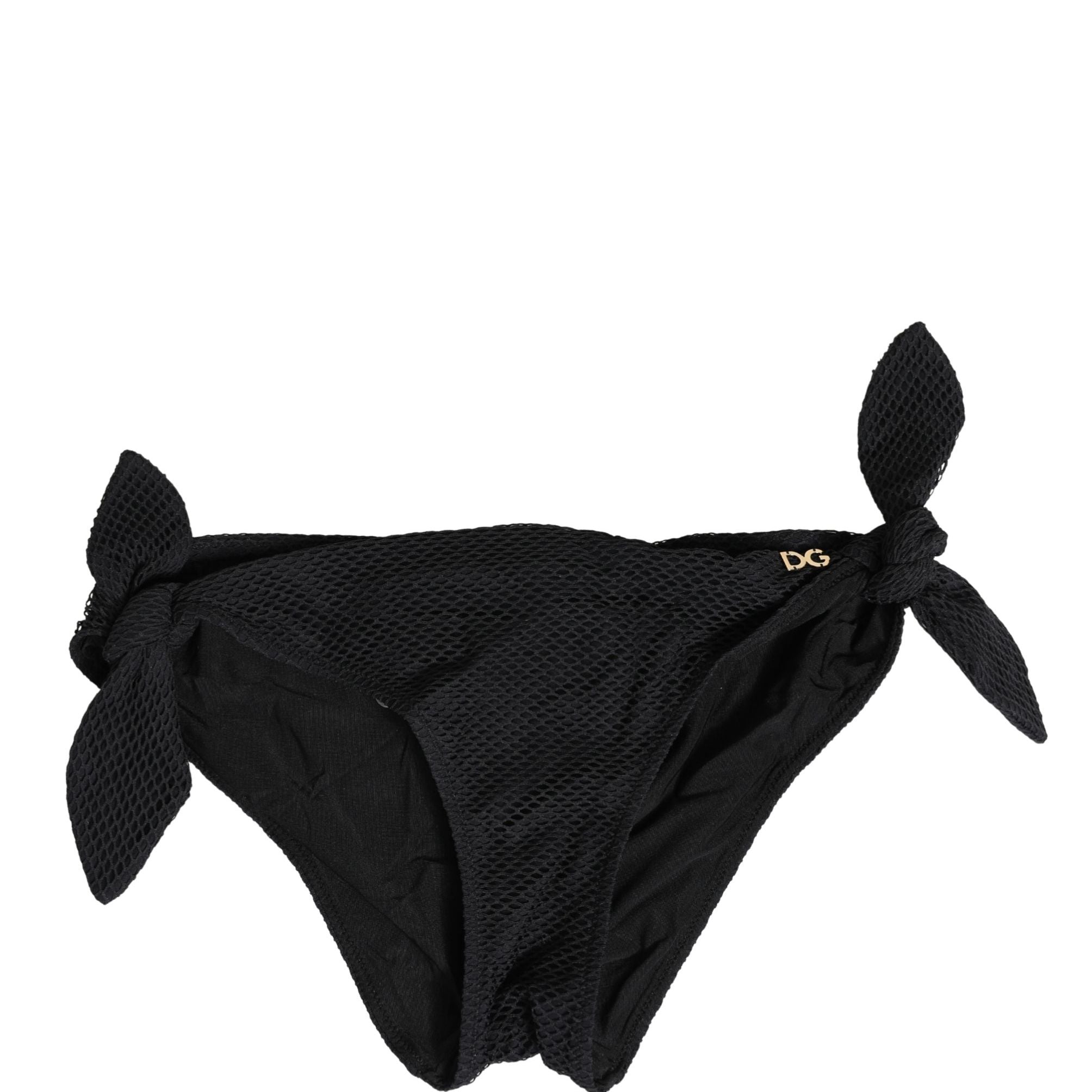 Dolce & Gabbana Swimwear Black Side-Tie Bikini Bottom DG Logo