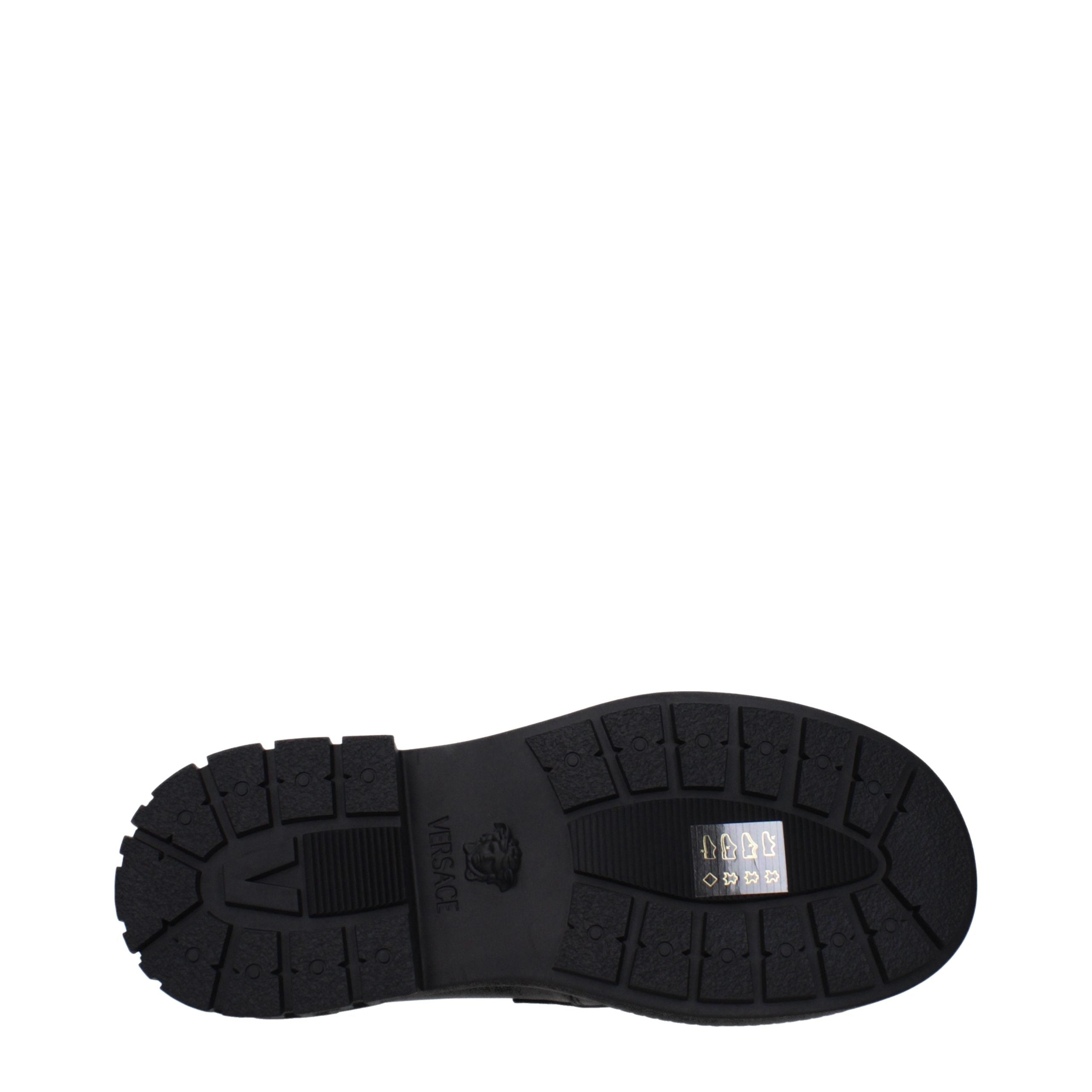 Versace Black Leather Slip-On Loafers