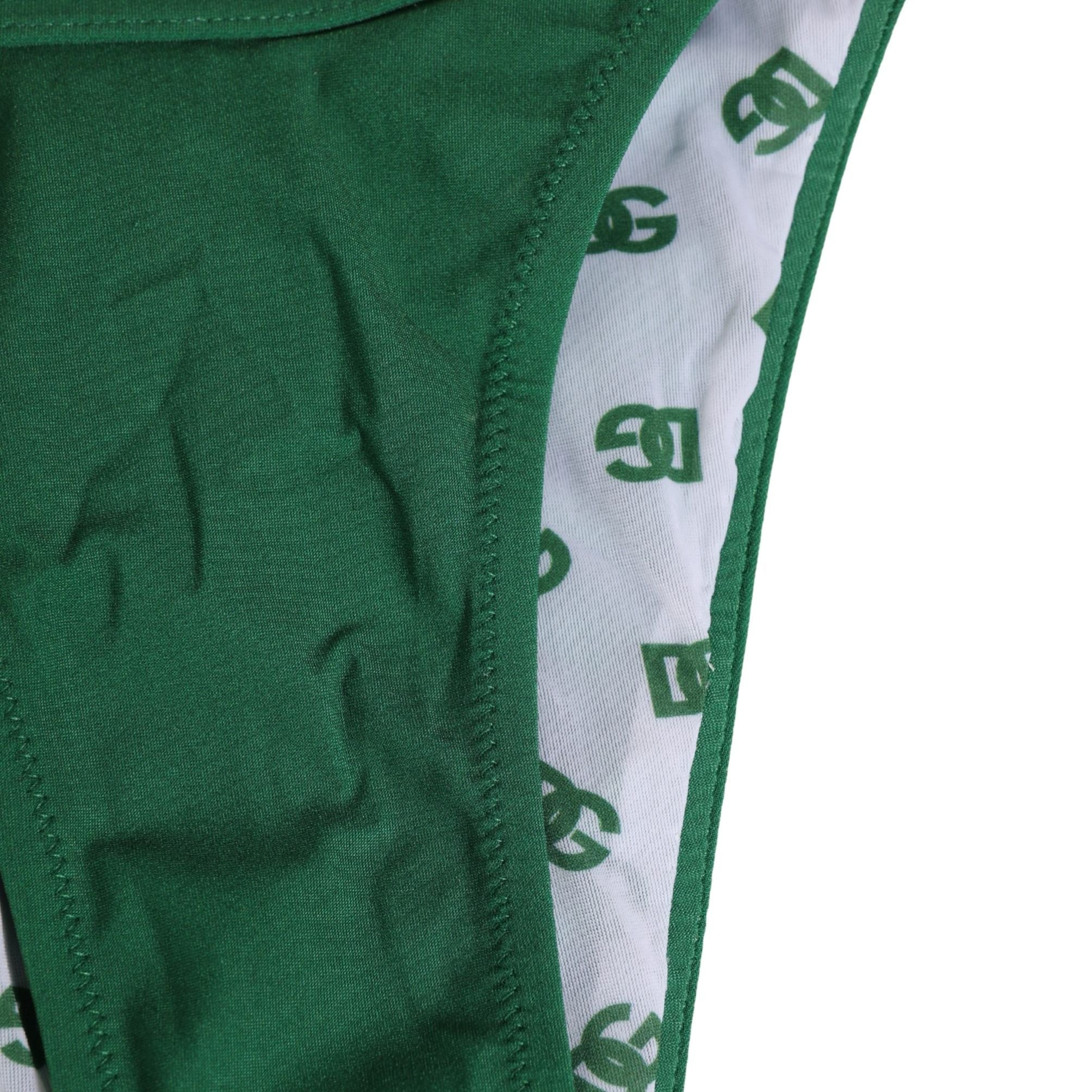 Dolce & Gabbana Green Logo Plaque Nylon Brief Panty Underwear