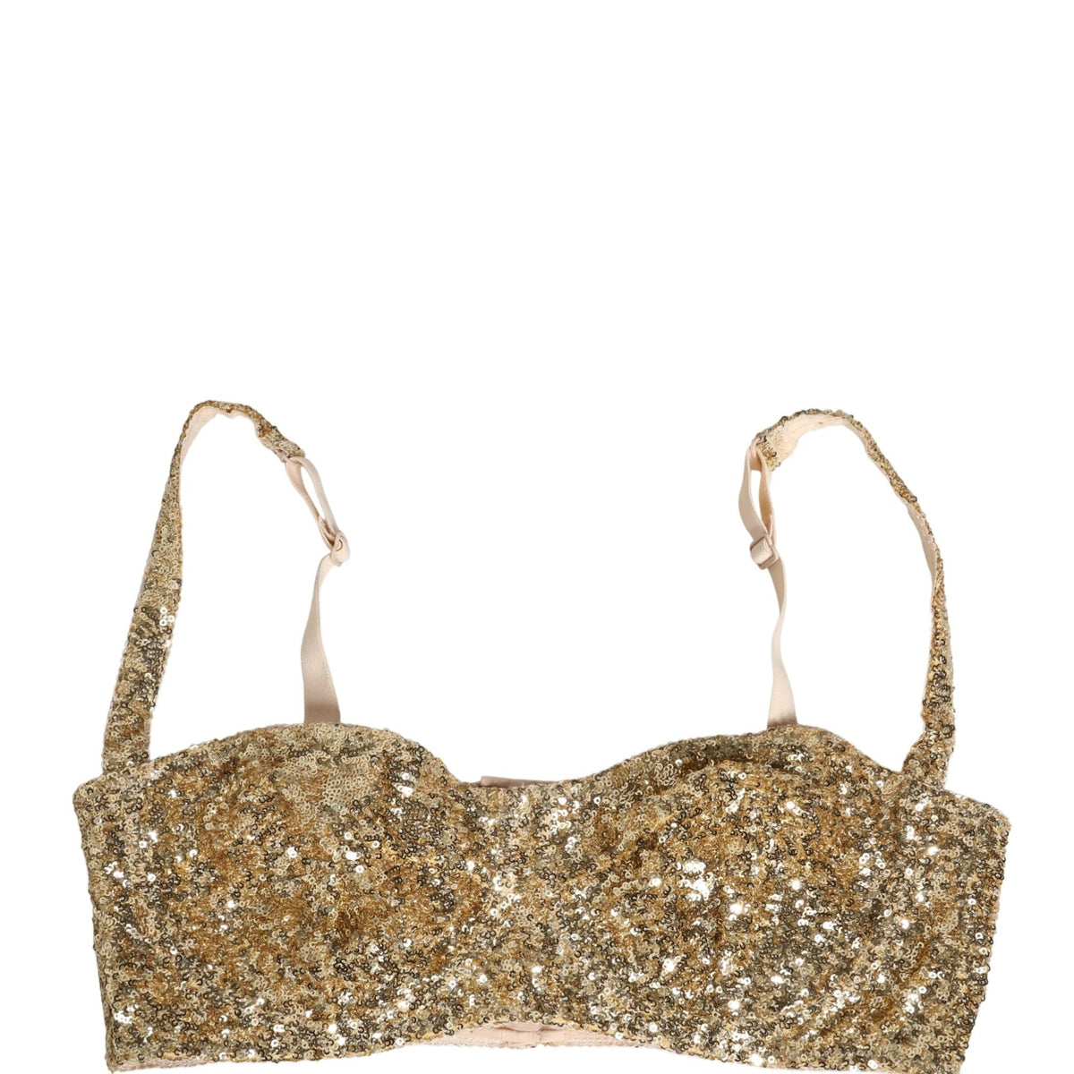 Dolce & Gabbana Gold Sequined Semi-Pad Underwire Bra Underwear