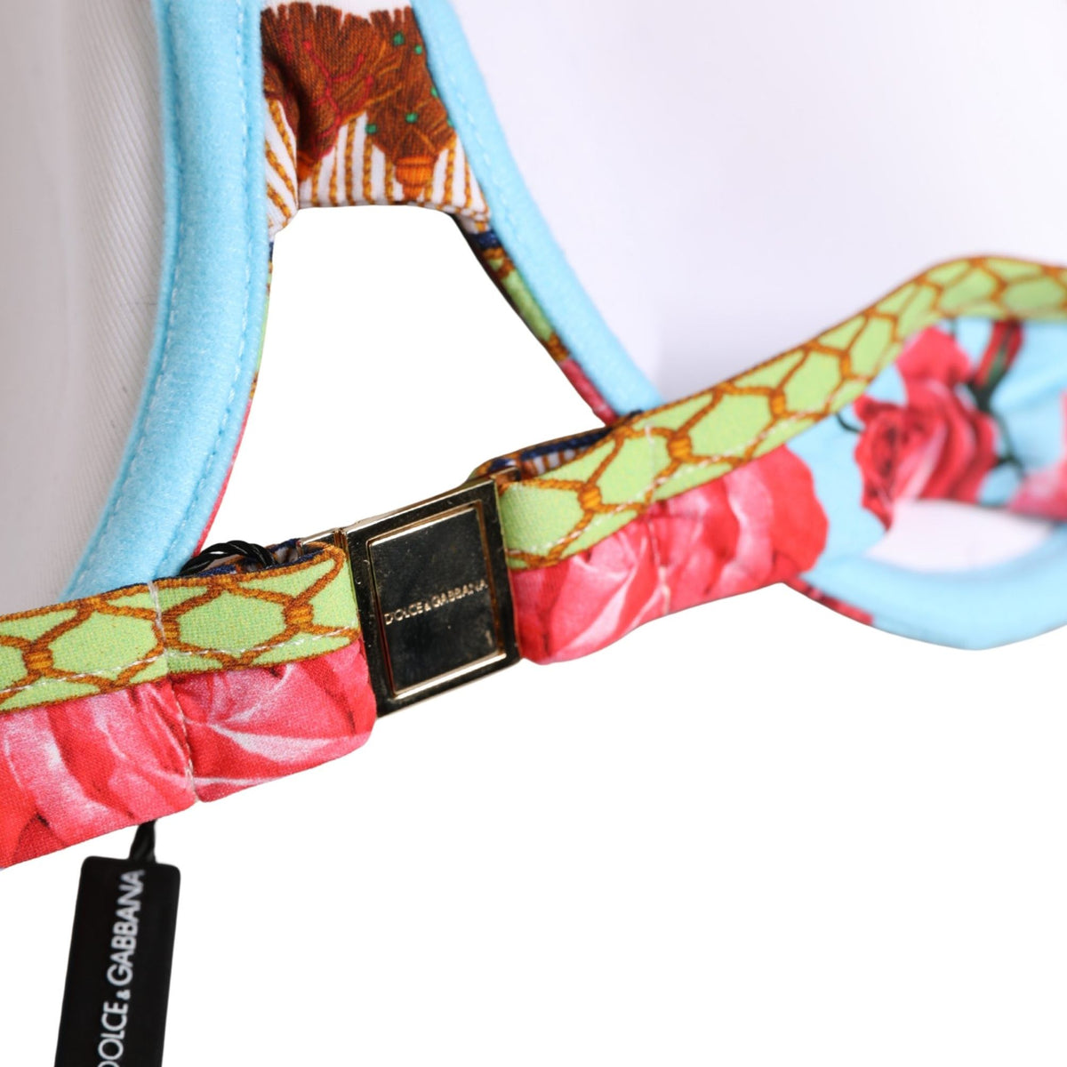 Dolce & Gabbana Multicolor Floral Print Halter Bikini Top Swimwear