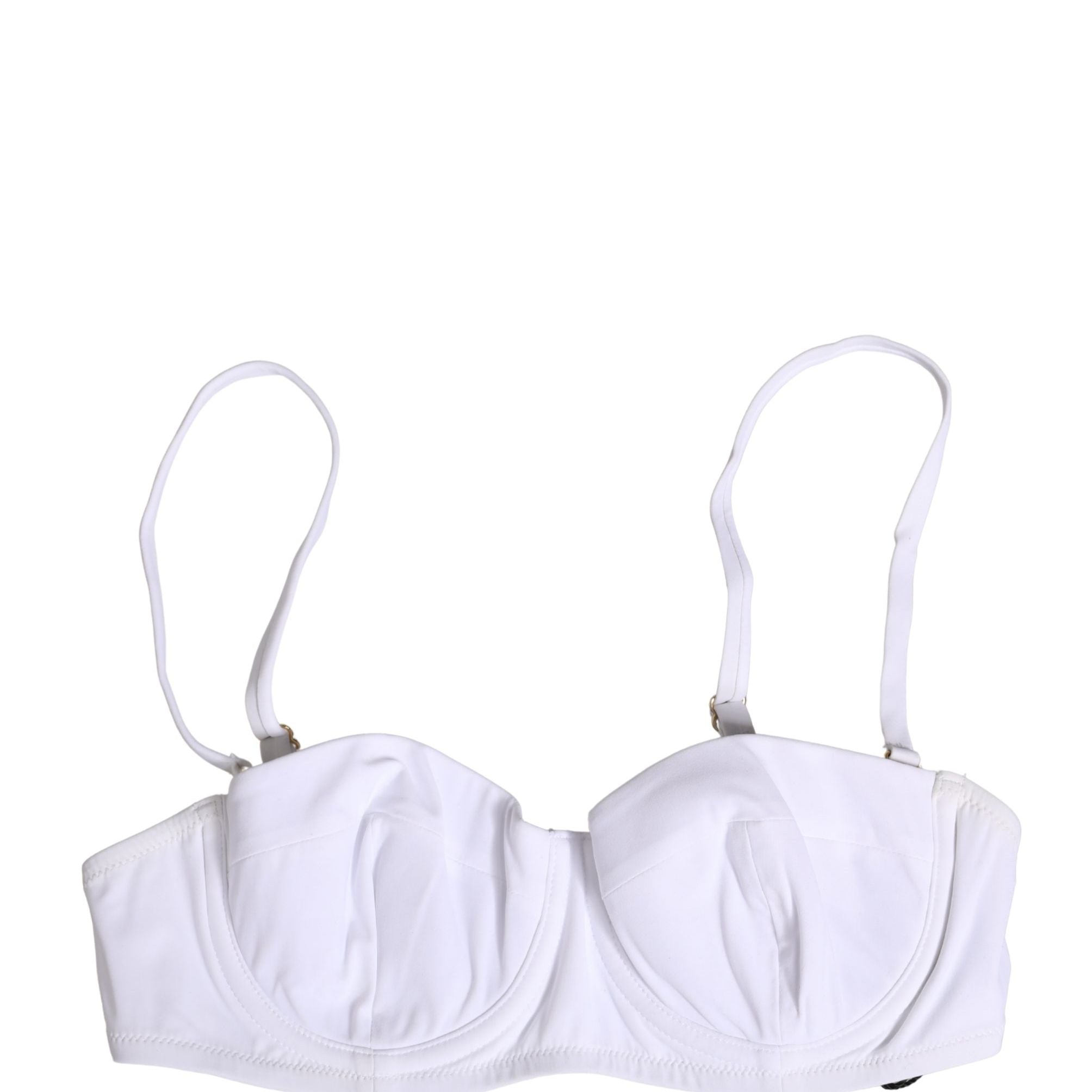 Dolce & Gabbana White Nylon Bikini Logo Plaque 2 Piece Swimwear